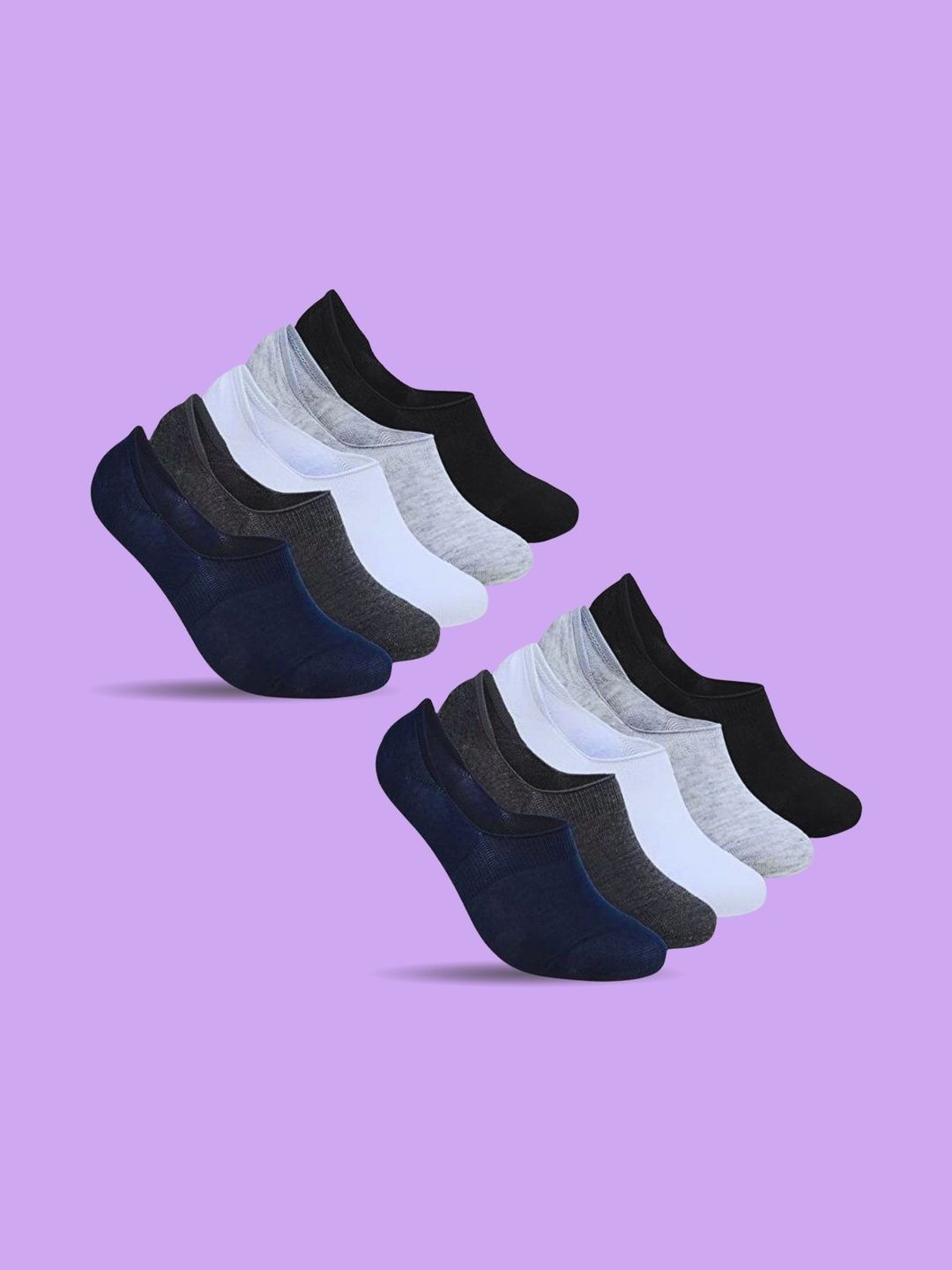 MJE Men Pack of 10 Cotton Blend Assorted Shoe Liners Socks