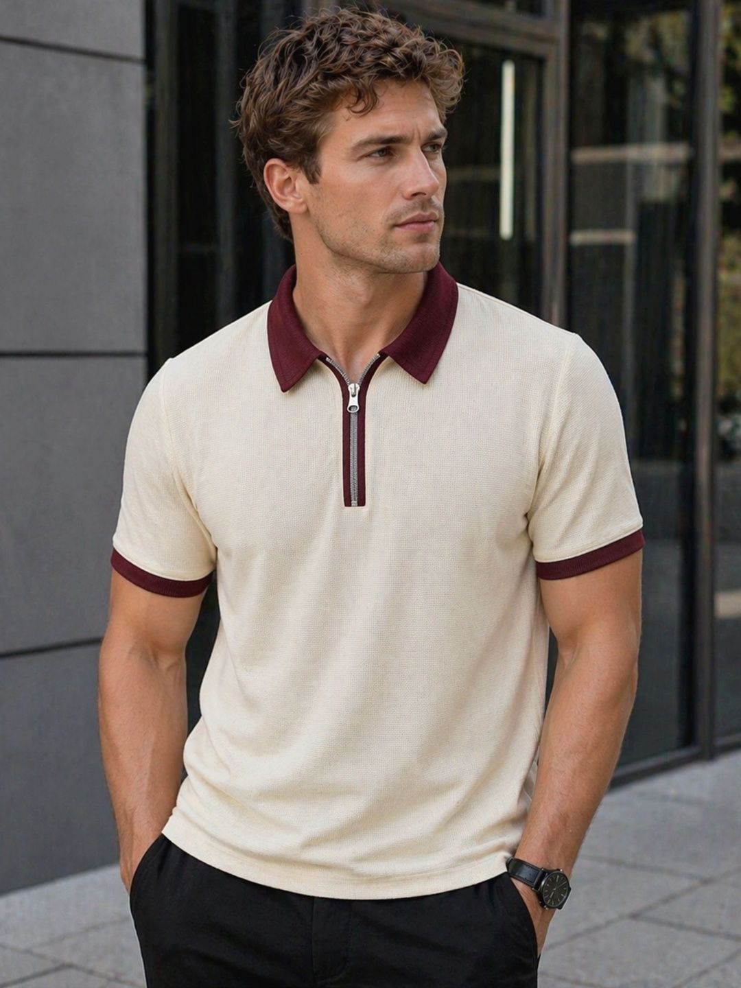 SZN Men Polo Collar T-shirt