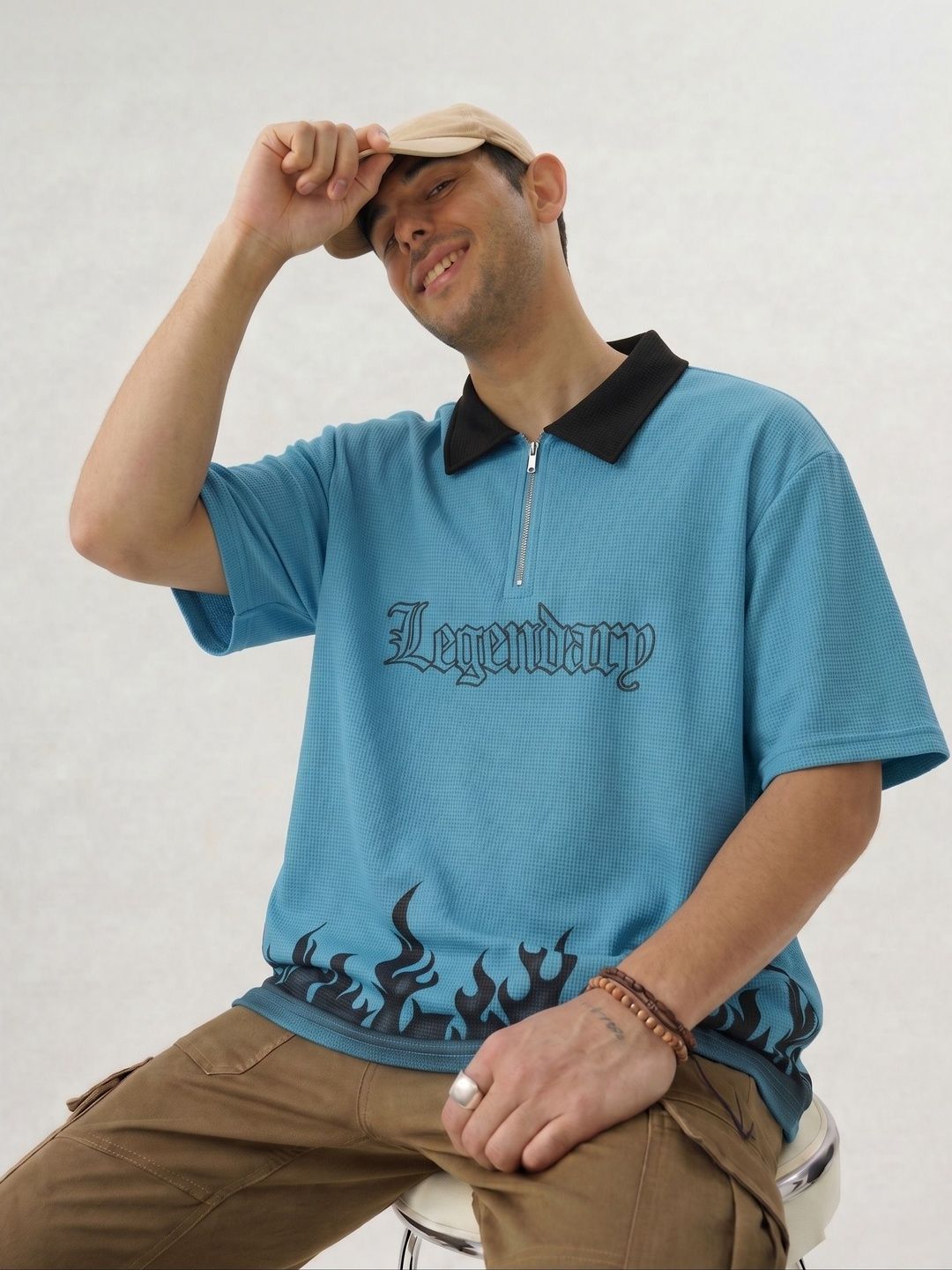 Try This Try This Men Typography Printed Polo Collar T-shirt