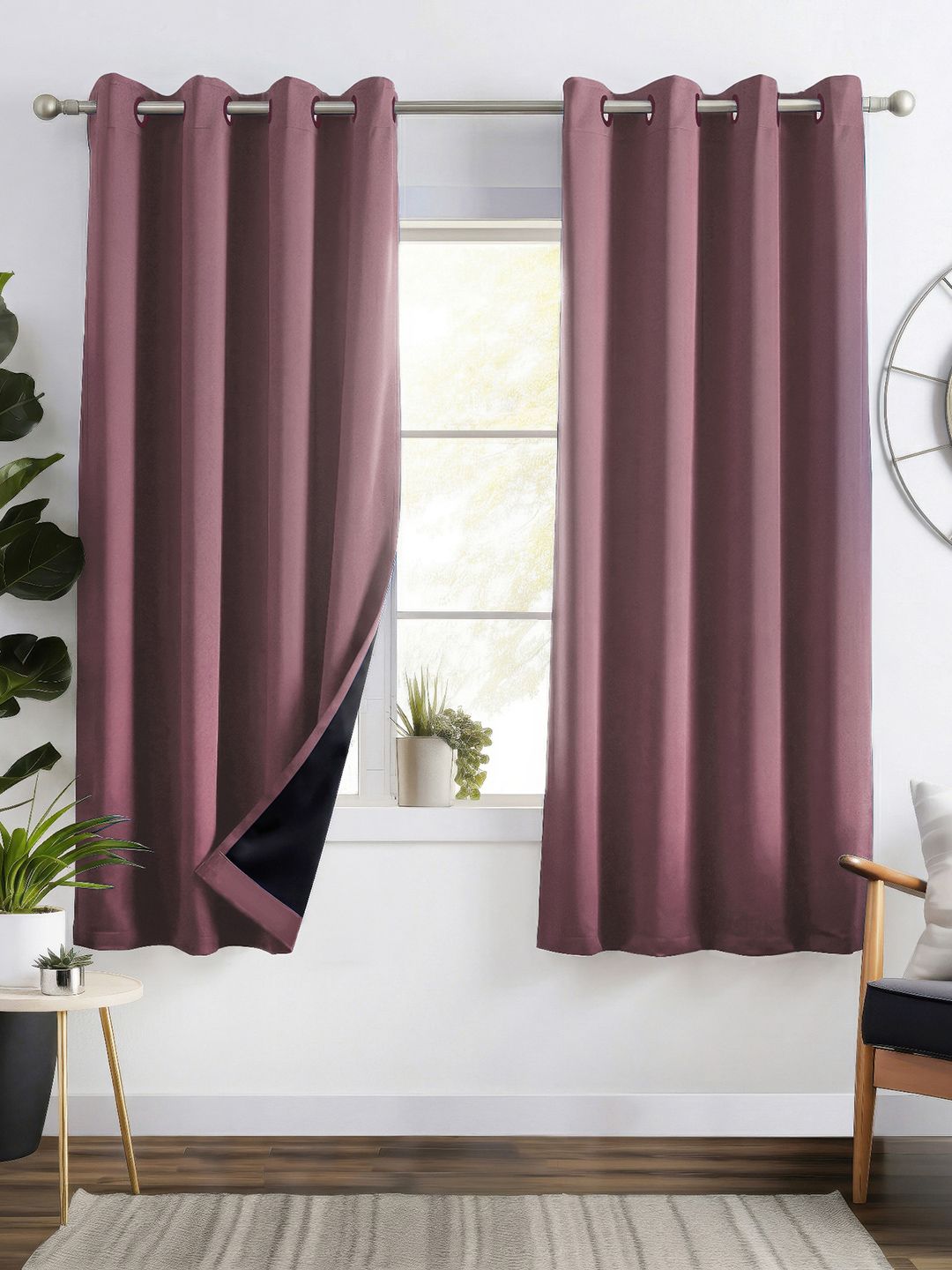 Story@home Story@home Burgundy 2 Pieces Black Out Window Curtains