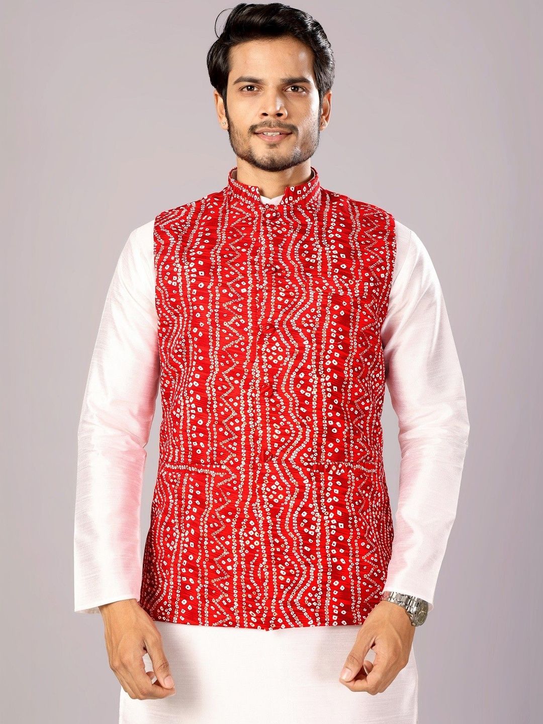 MODERN MUGHALS Printed Cotton Blend Woven Nehru Jackets
