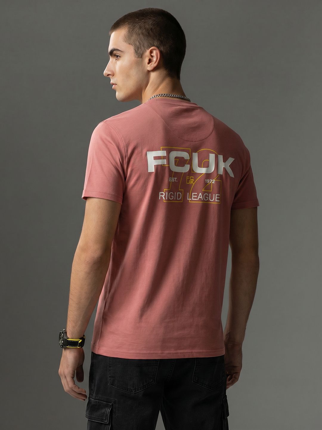 FCUK Brand Logo Printed Pure Cotton T-shirt