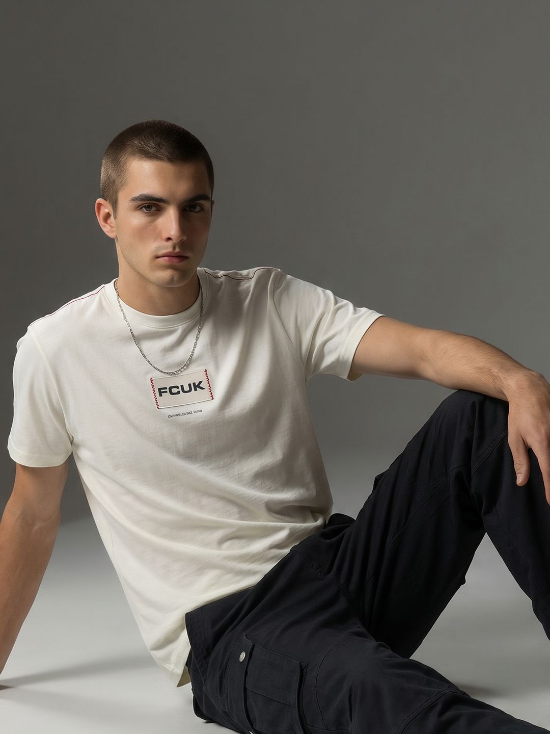 FCUK Brand Logo Printed Pure Cotton T-shirt