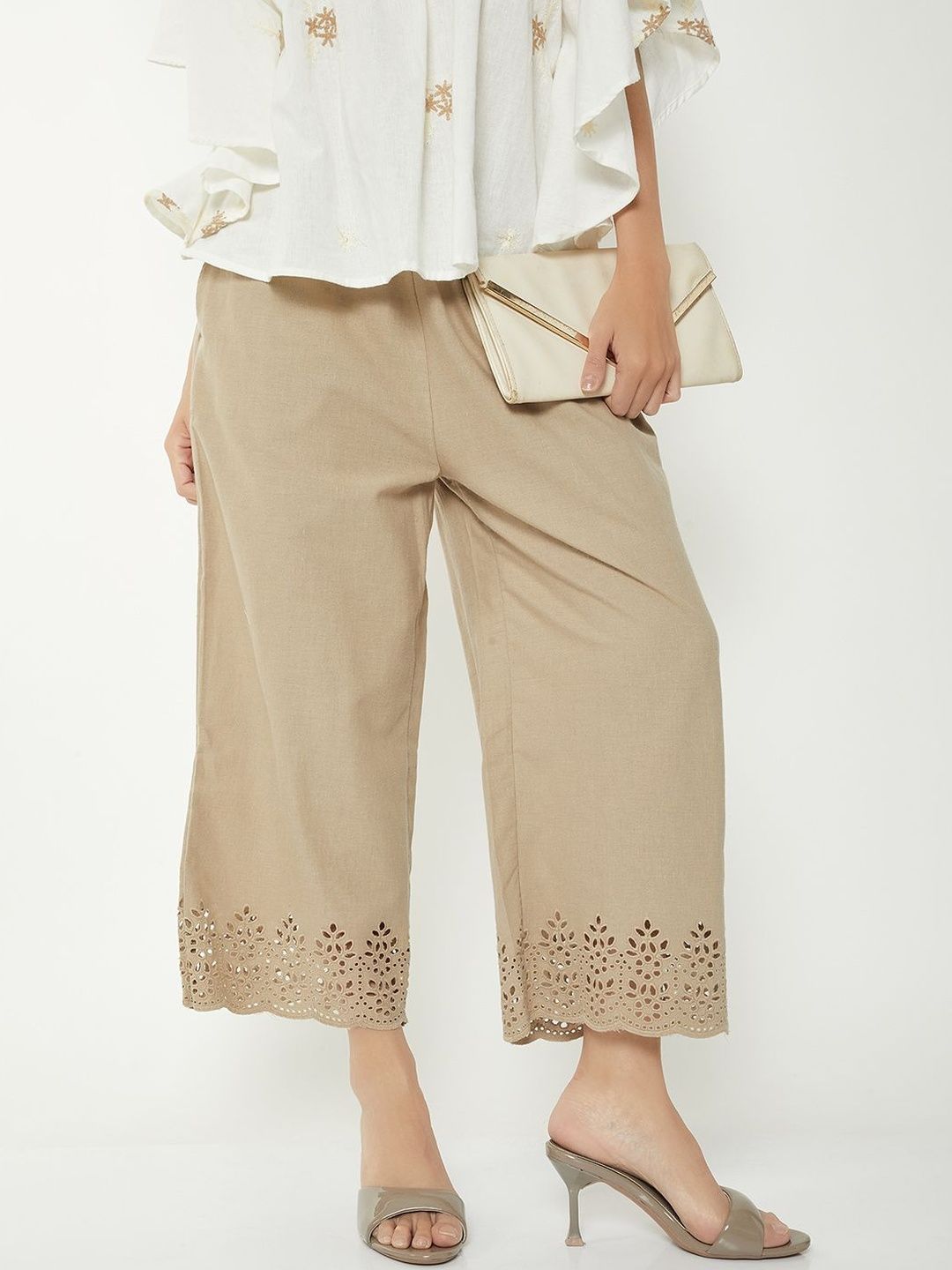 max Women Embellished Cropped Palazzos
