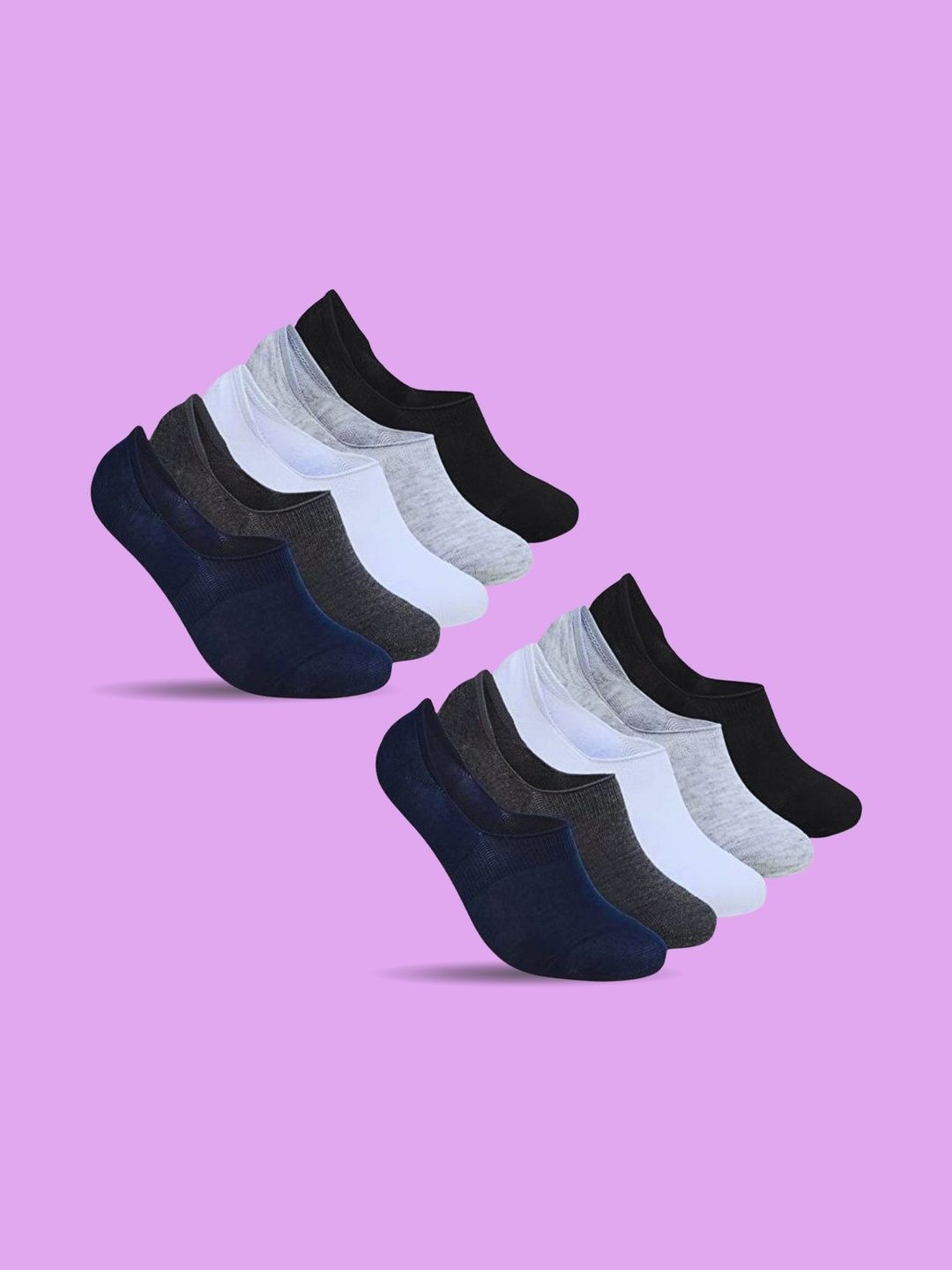 MJE Men Pack of 10 Cotton Blend Assorted Shoe Liners Socks