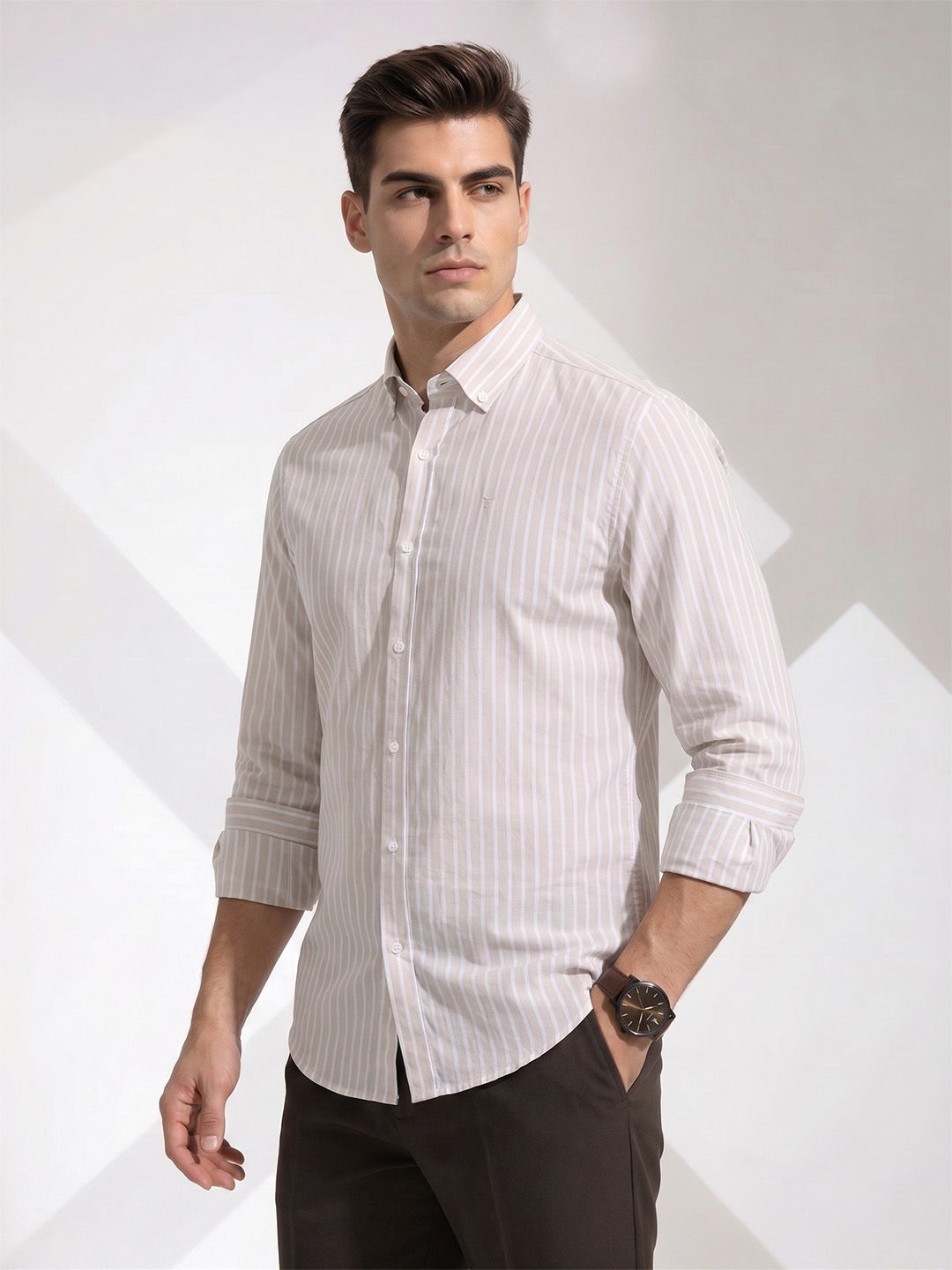 INVICTUS Striped Pure Cotton Casual Shirt
