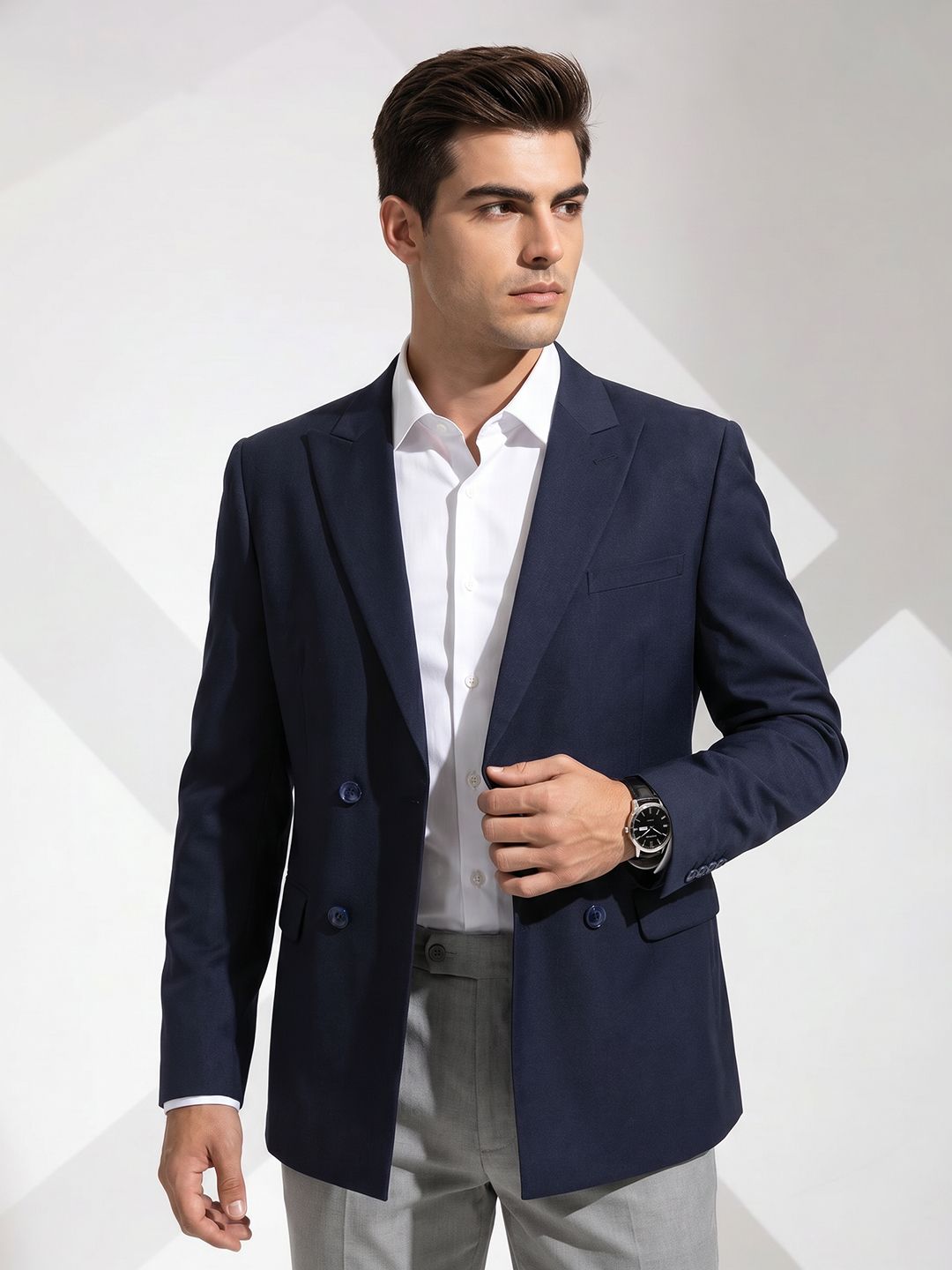 INVICTUS Notched Lapel Single Breasted Formal Blazer