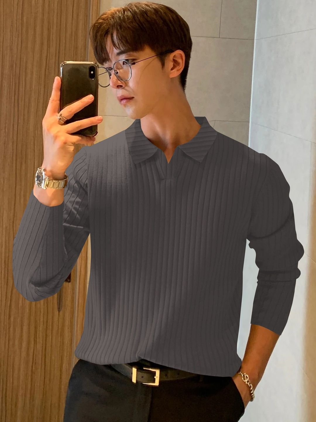 KAJARU Men Polo Collar T-shirt