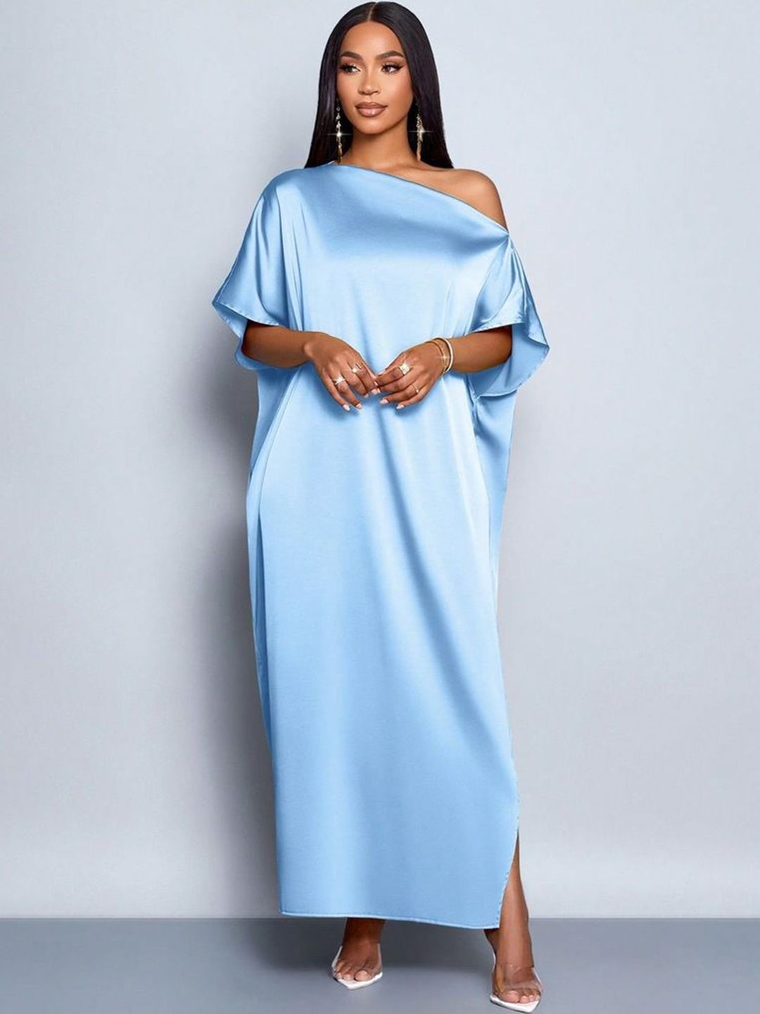StyleCast x Revolte StyleCast x Revolte Flared Sleeve Satin Maxi Dress