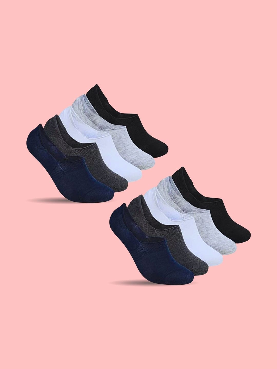 MJE Men Pack of 10 Cotton Blend Assorted Shoe Liners Socks