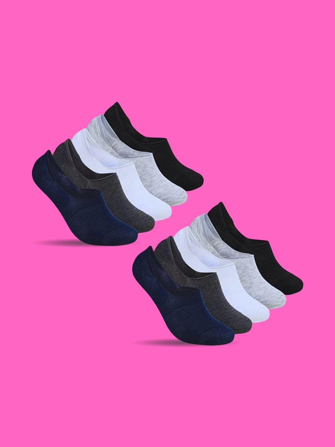 MJE Men Pack of 10 Cotton Blend Assorted Shoe Liners Socks