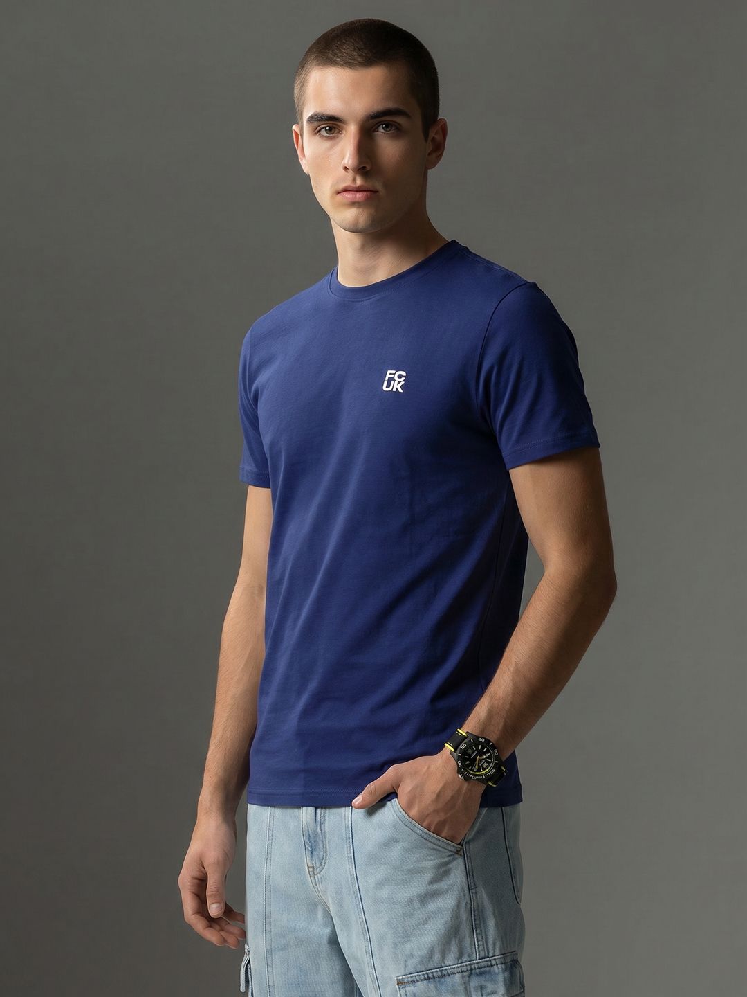 FCUK Brand Logo Printed Pure Cotton T-shirt