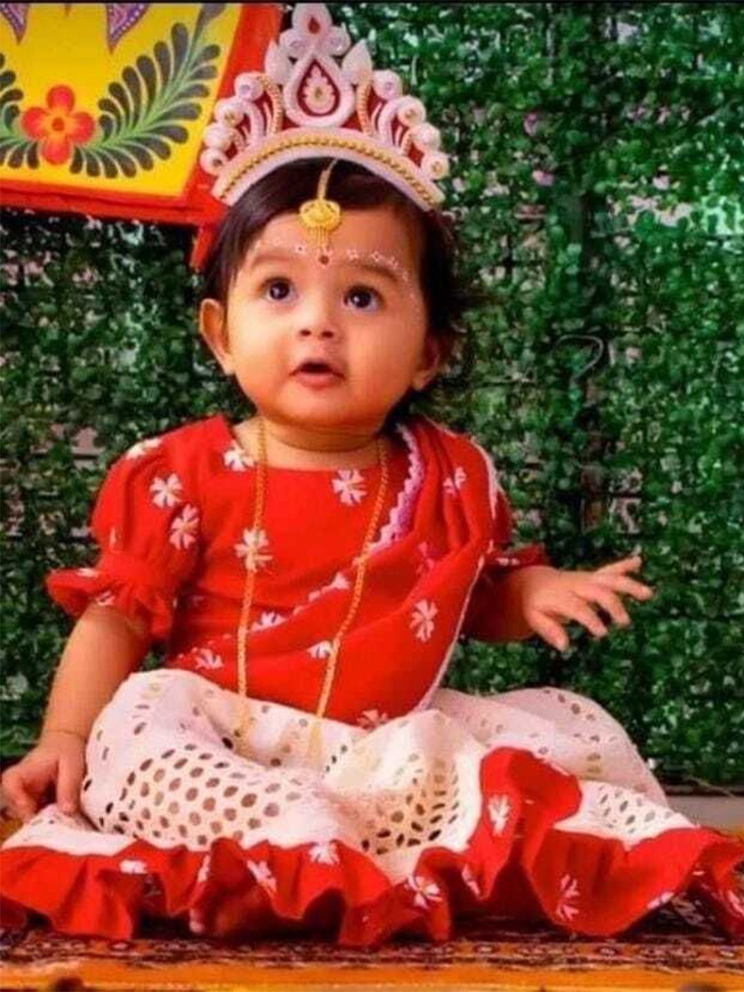 JHILUU Infant Girls Embroidered Thread Work Ready to Wear Lehenga & Blouse With Dupatta
