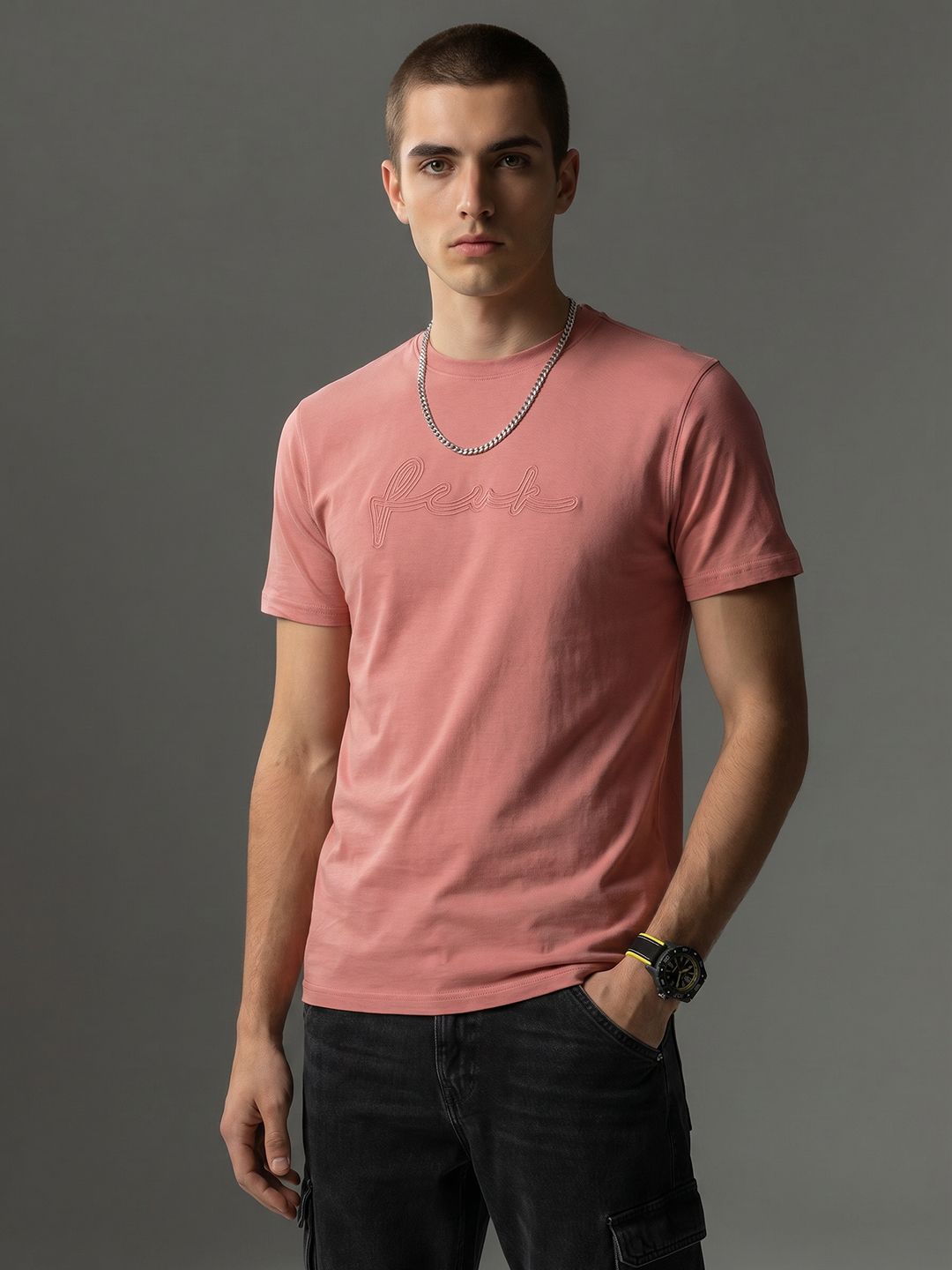 FCUK Brand Logo Printed Pure Cotton T-shirt