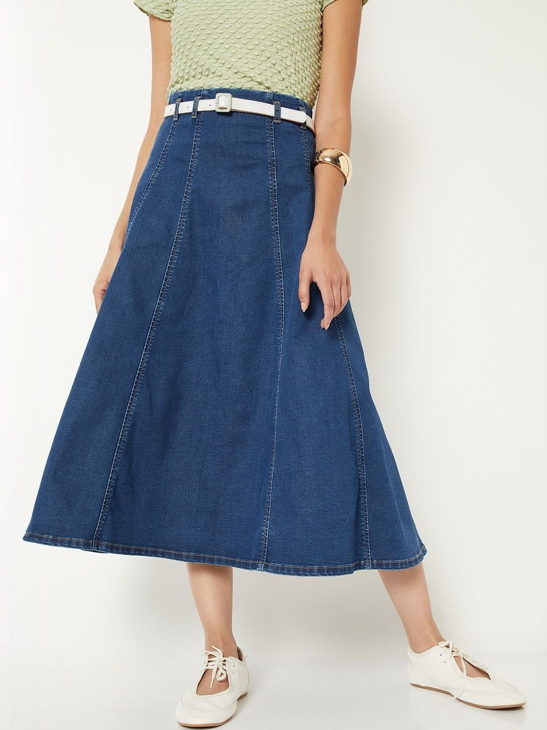 max Women Cotton Blend Midi A-Line Skirt