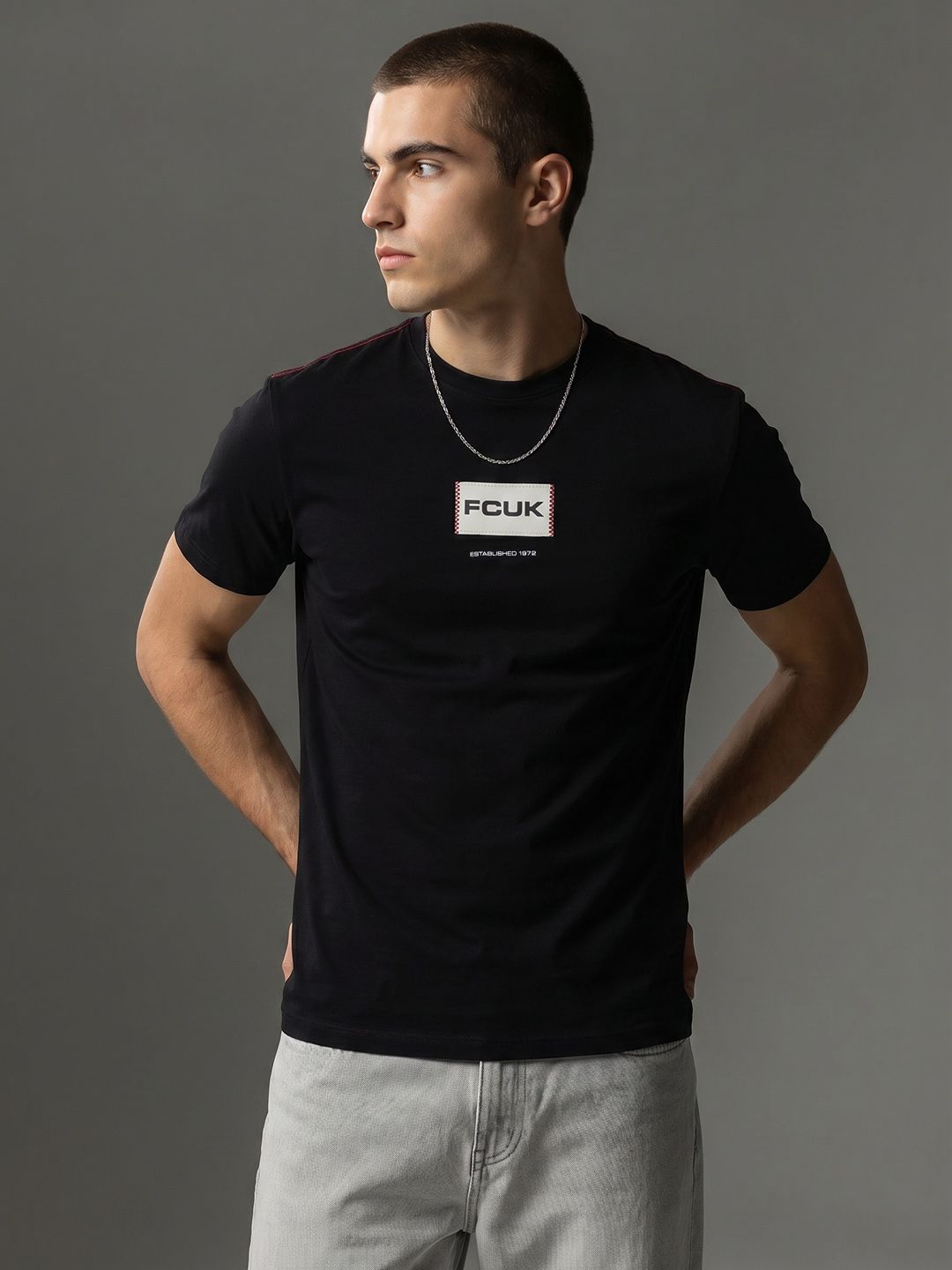FCUK Brand Logo Printed Pure Cotton T-shirt