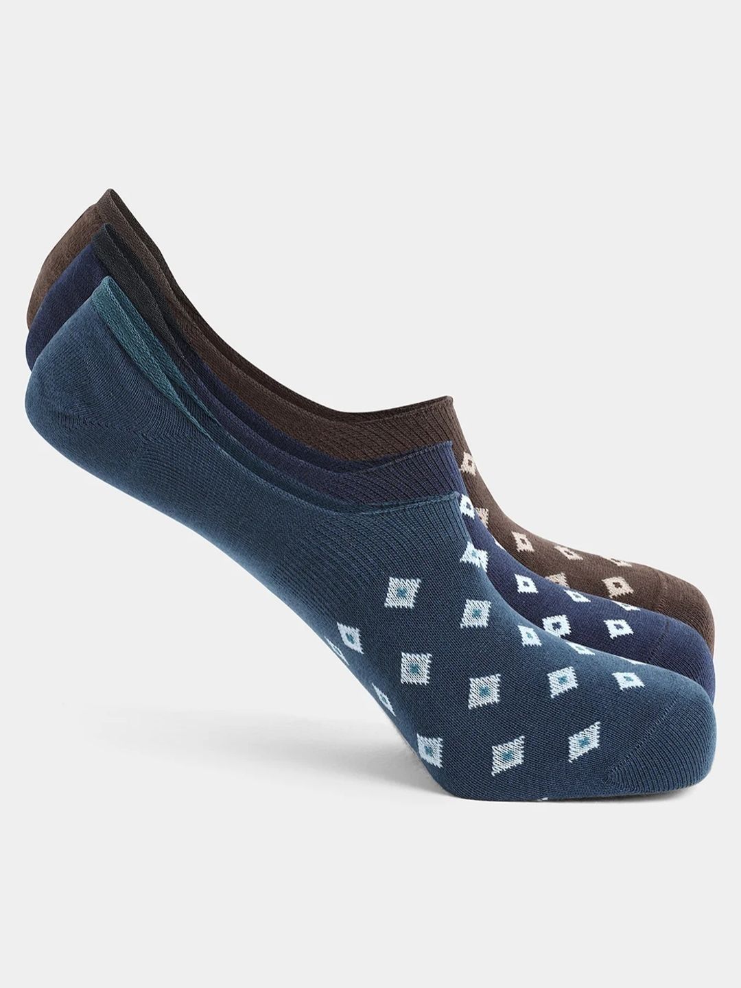 Blackberrys Men Pack of 3 Cotton Assorted Patterned Shoe Liners Socks