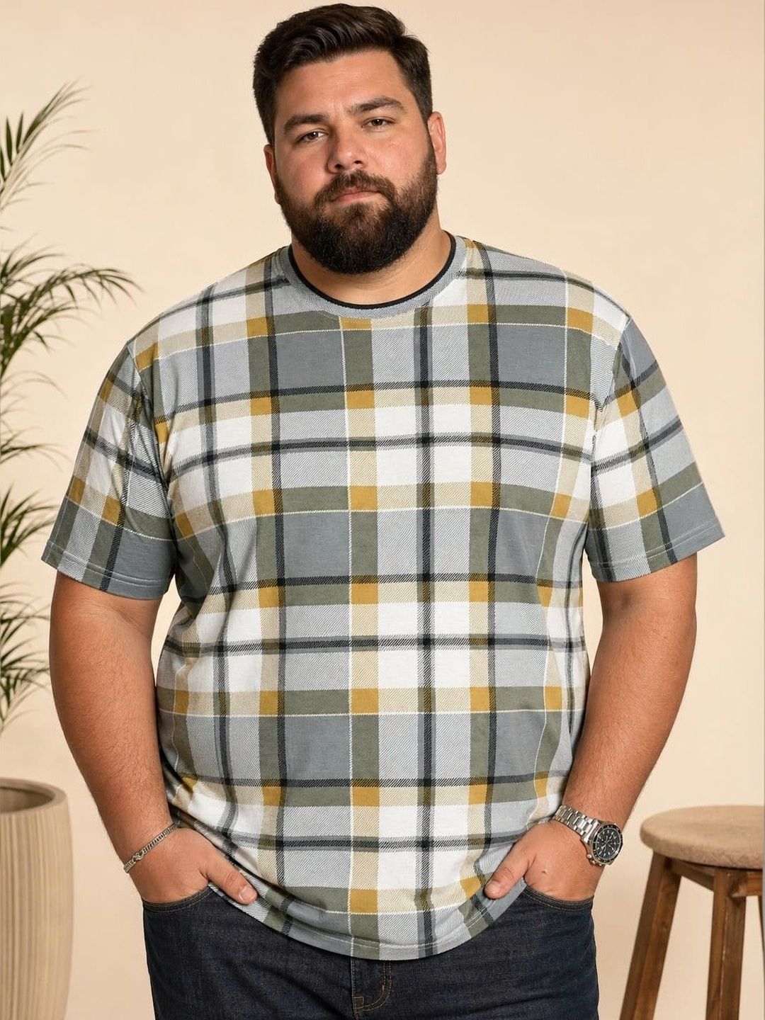 AUSTIVO Men Checked T-shirt