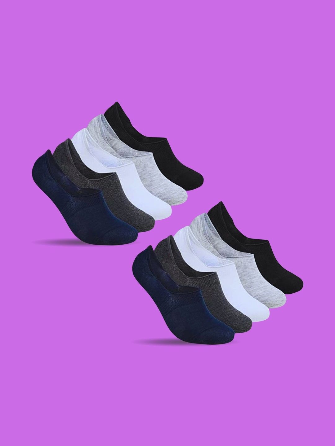MJE Men Pack of 10 Cotton Blend Assorted Shoe Liners Socks