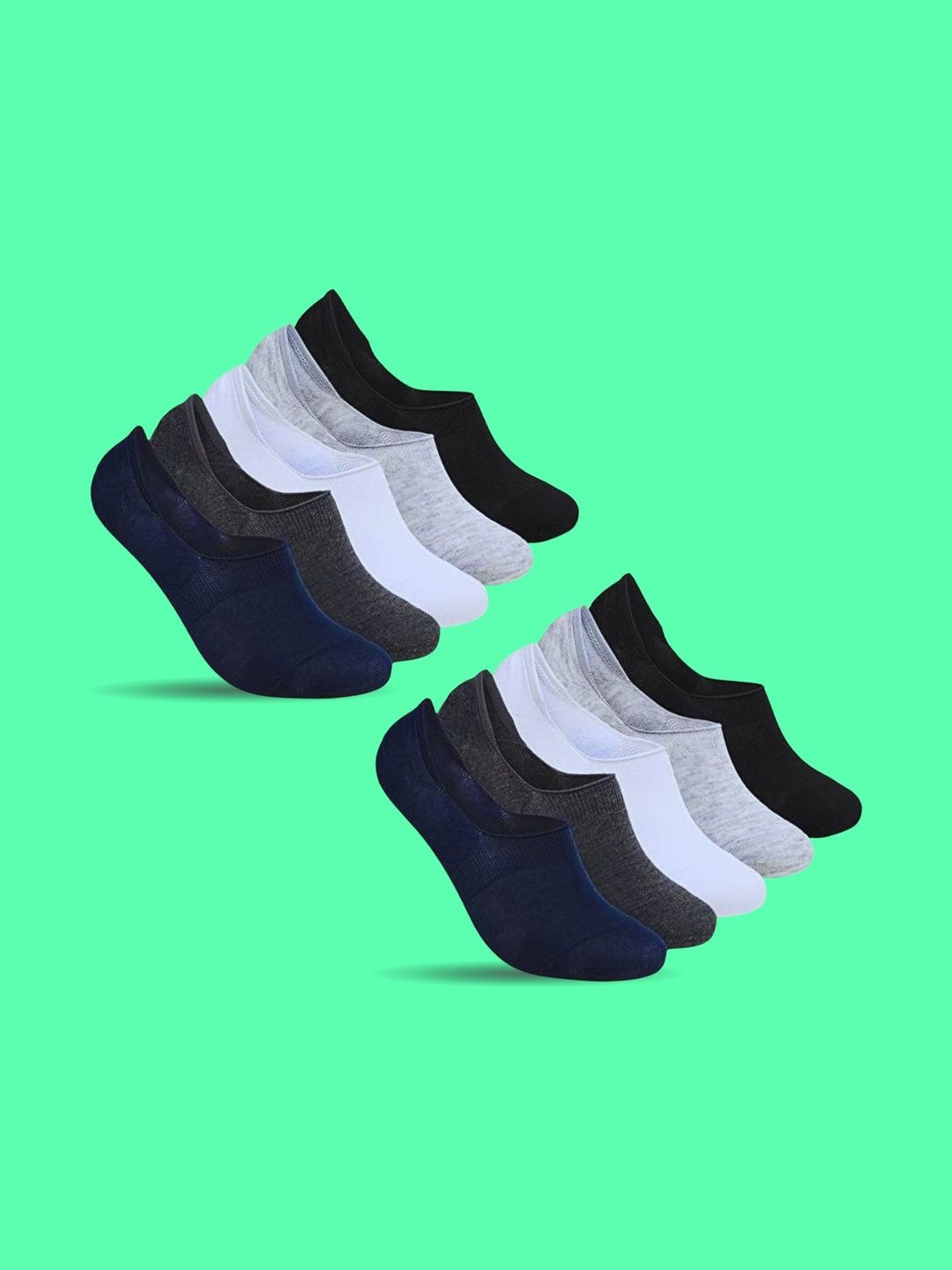 MJE Men Pack of 10 Cotton Blend Assorted Shoe Liners Socks