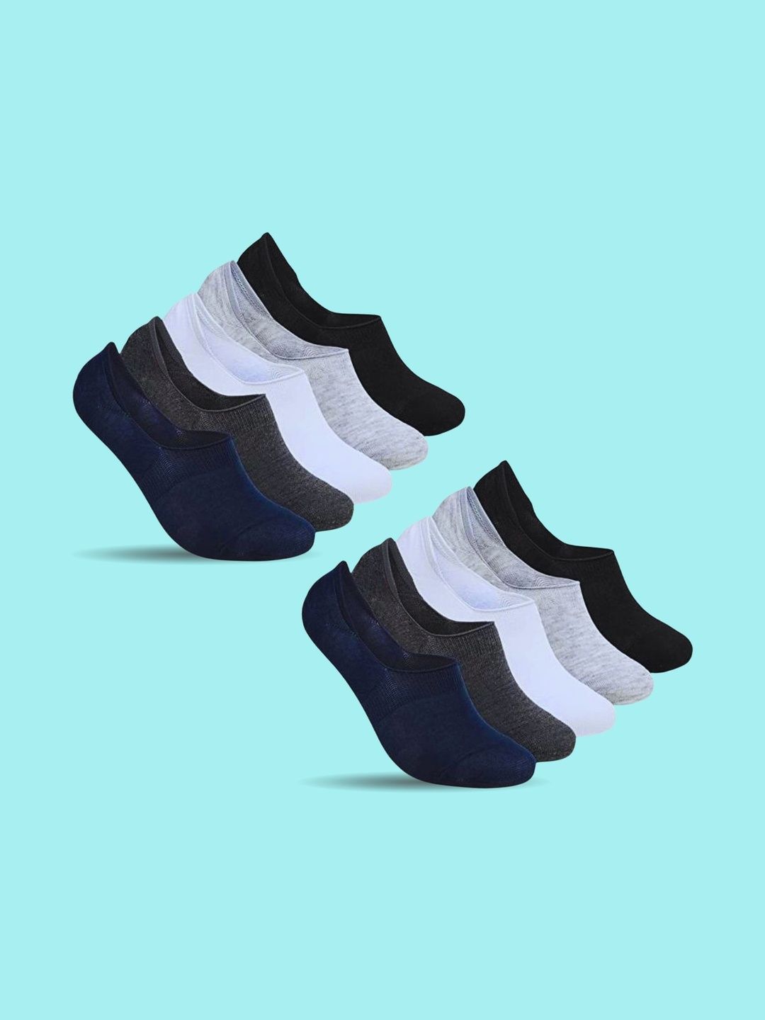 MJE Men Pack of 10 Cotton Blend Assorted Shoe Liners Socks