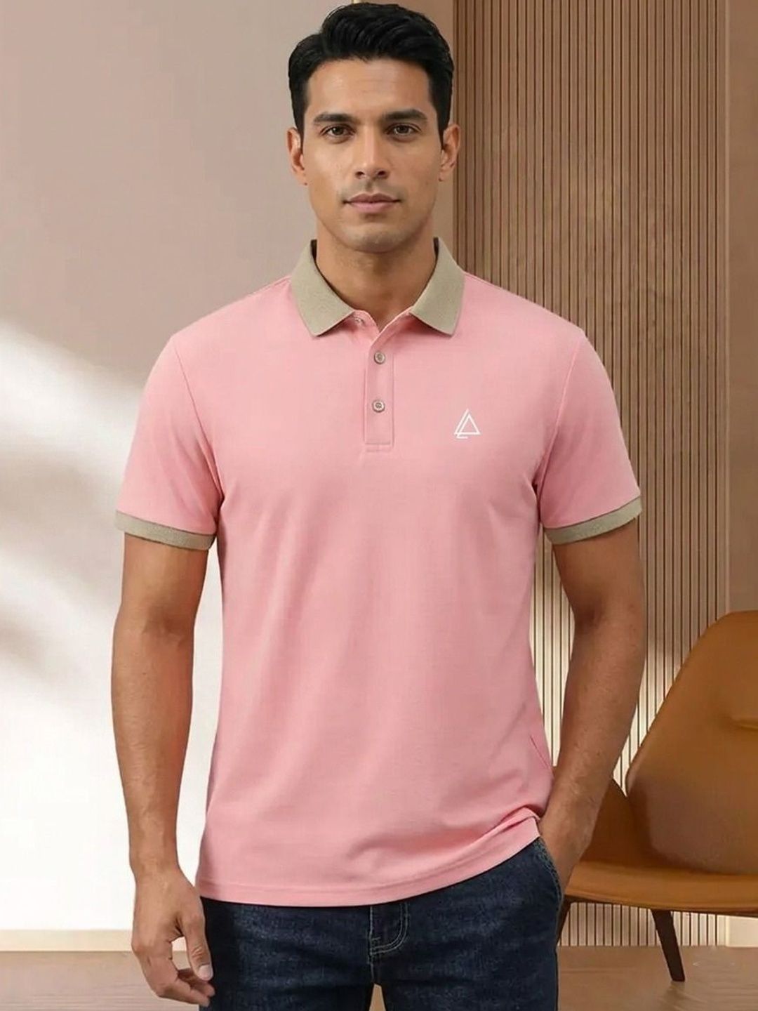 Mast & Harbour Brand Logo Polo Collar Regular Fit T-shirt