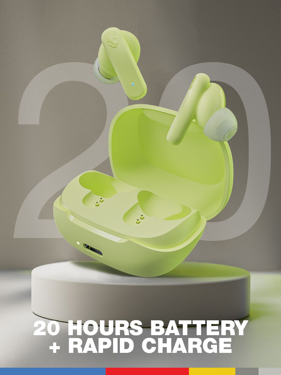 Skullcandy Smokin Buds In-Ear Wireless Earbuds, 20 Hr Battery, Use Either Bud Solo