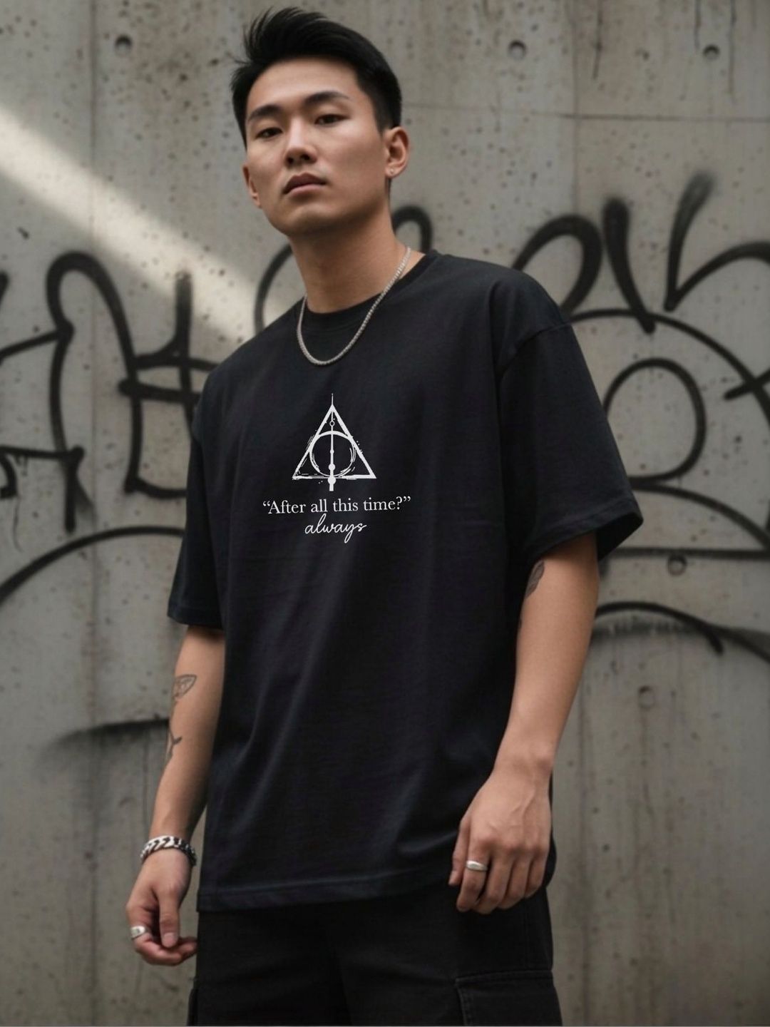 LYNX CLUB Graphic Printed Round Neck Pure Cotton Relaxed Fit T-shirt