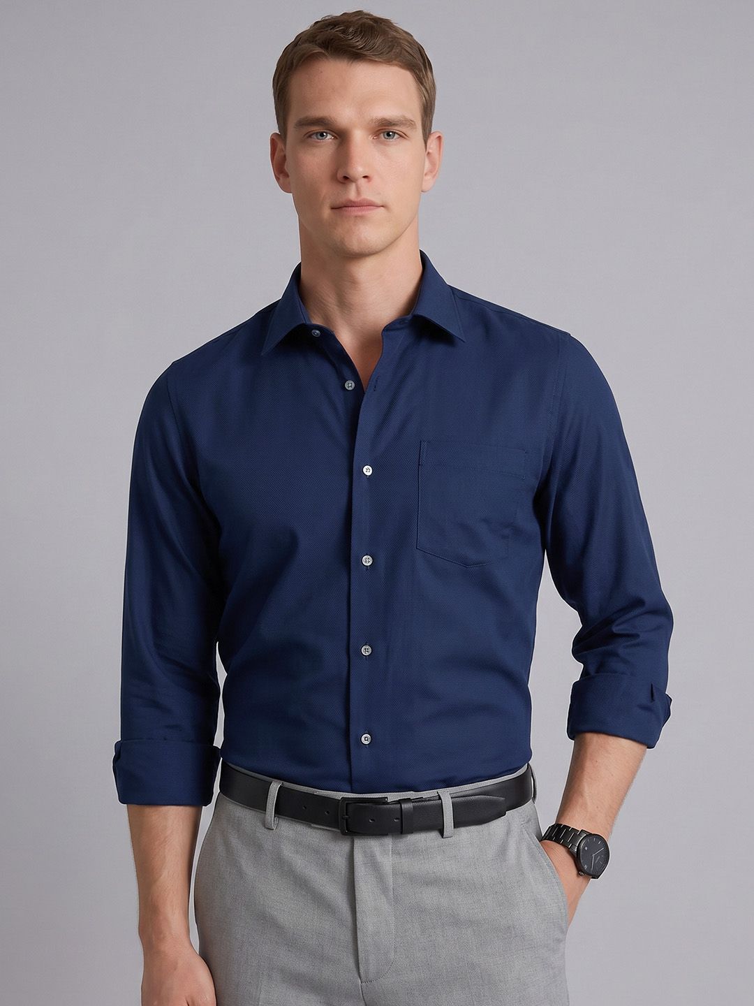 Blackberrys Spread Collar Pure Cotton Formal Shirt