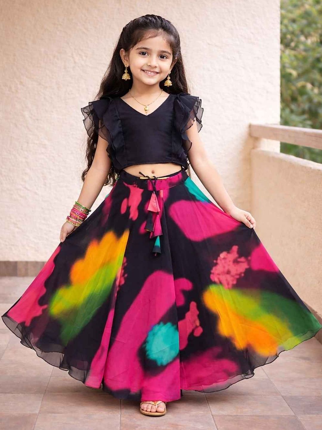 Sangria Printed Flared Lehenga Choli