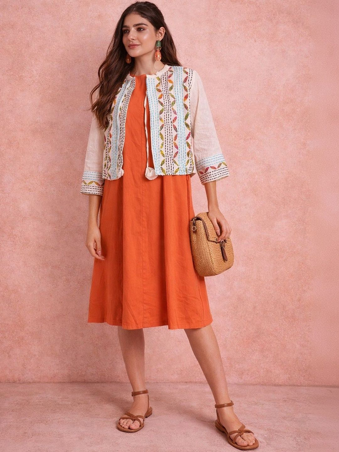all about you Women Open Front Jacket with Embroidered deal from myntra