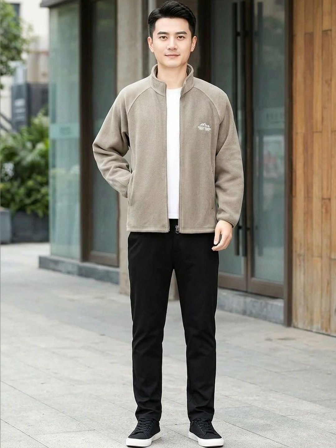 Moda Rapido Men Beige Long Sleeves Bomber Jacket