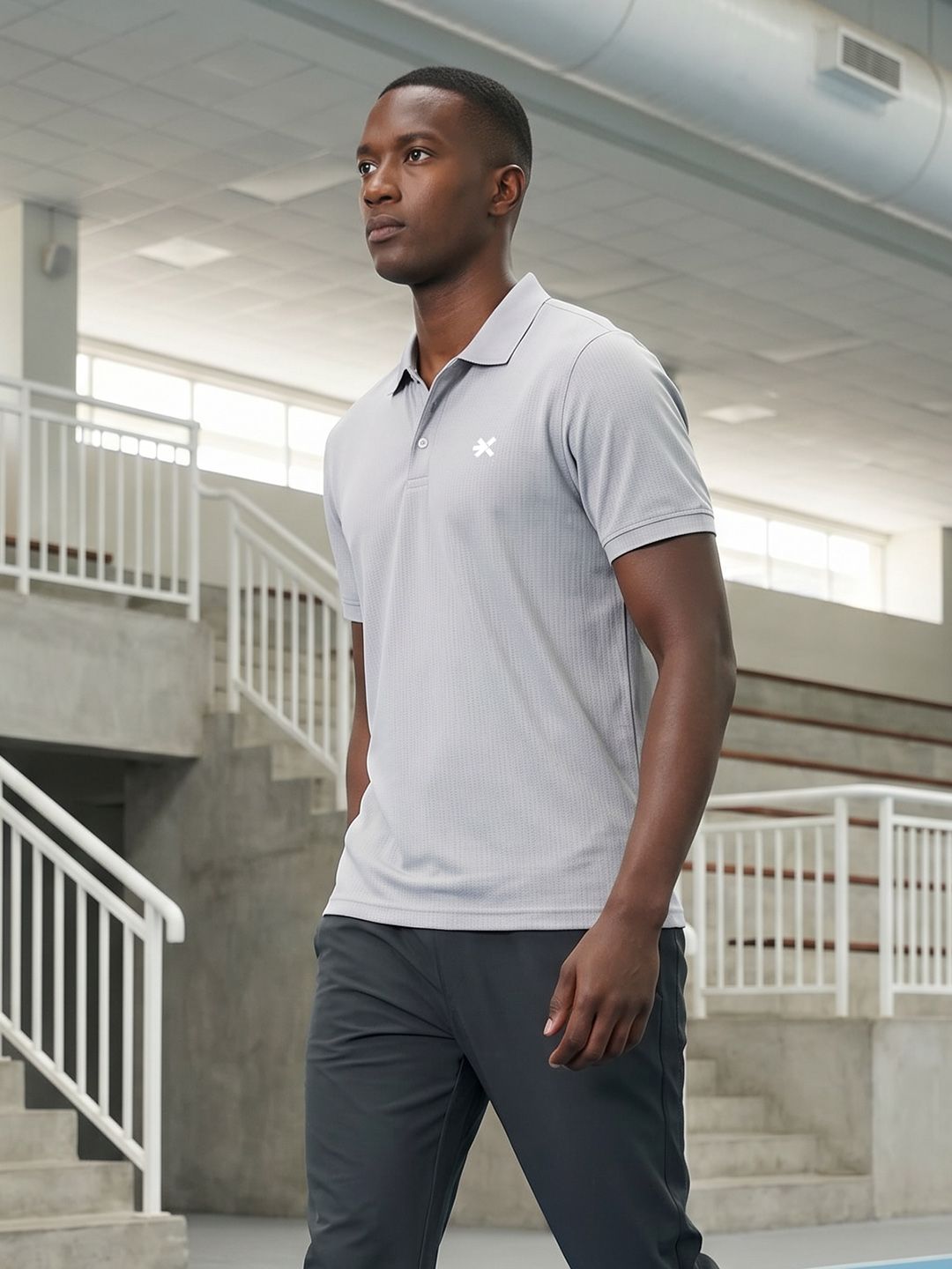 HRX by Hrithik Roshan Textured Polo Collar Lifestyle T-shirt