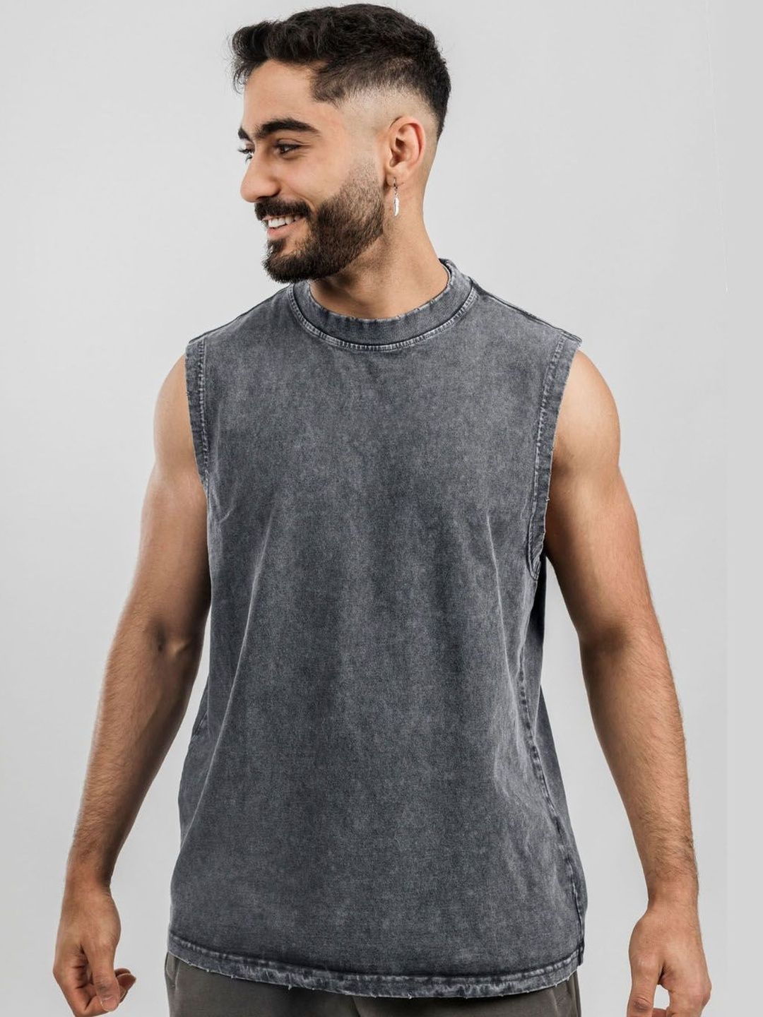 Cloth N code Men Solid Baggy Fit Acid Wash Tank Top