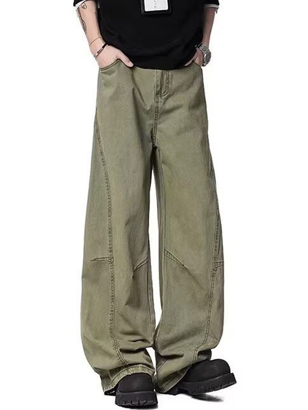 StyleCast x Revolte StyleCast x Revolte Men Wide Leg Mid-Rise Highly Distressed Jeans