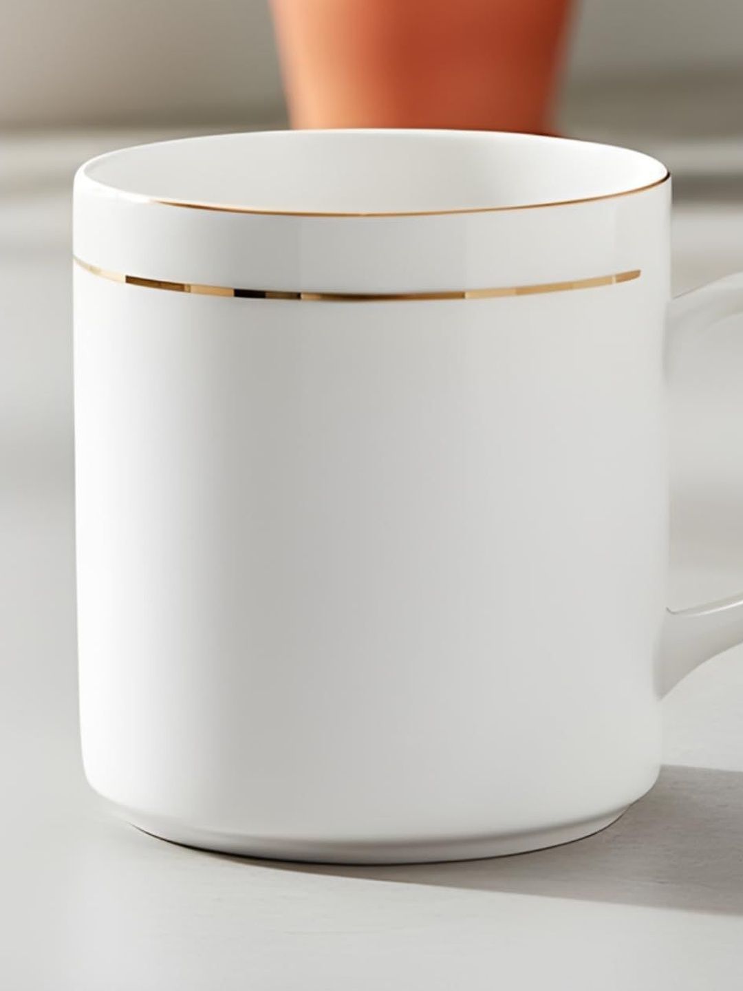 Femora Gold-Toned Solid Ceramic Glossy Cups and Mugs Set of
