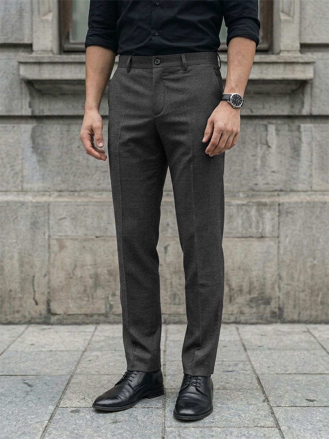 Louis Philippe Louis Philippe Men Slim Fit Everyday Wear Comfort Stretch Checks Formal Trouser