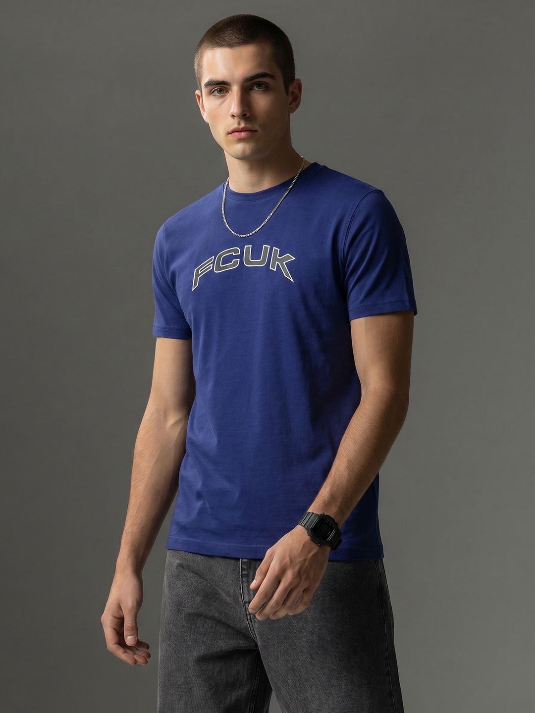 FCUK Brand Logo Printed Pure Cotton T-shirt