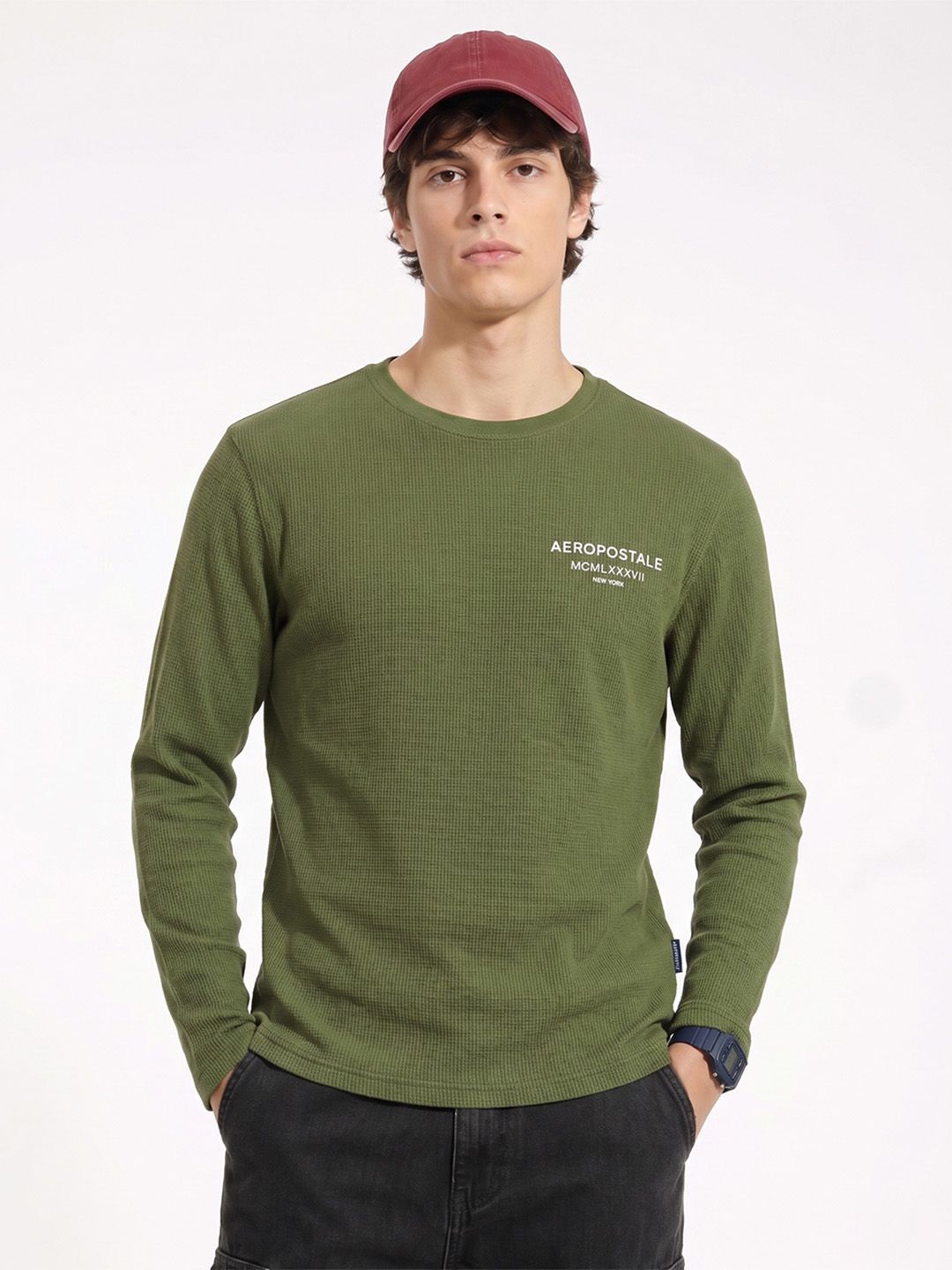 Aeropostale Brand Logo Printed Pure Cotton T-Shirt