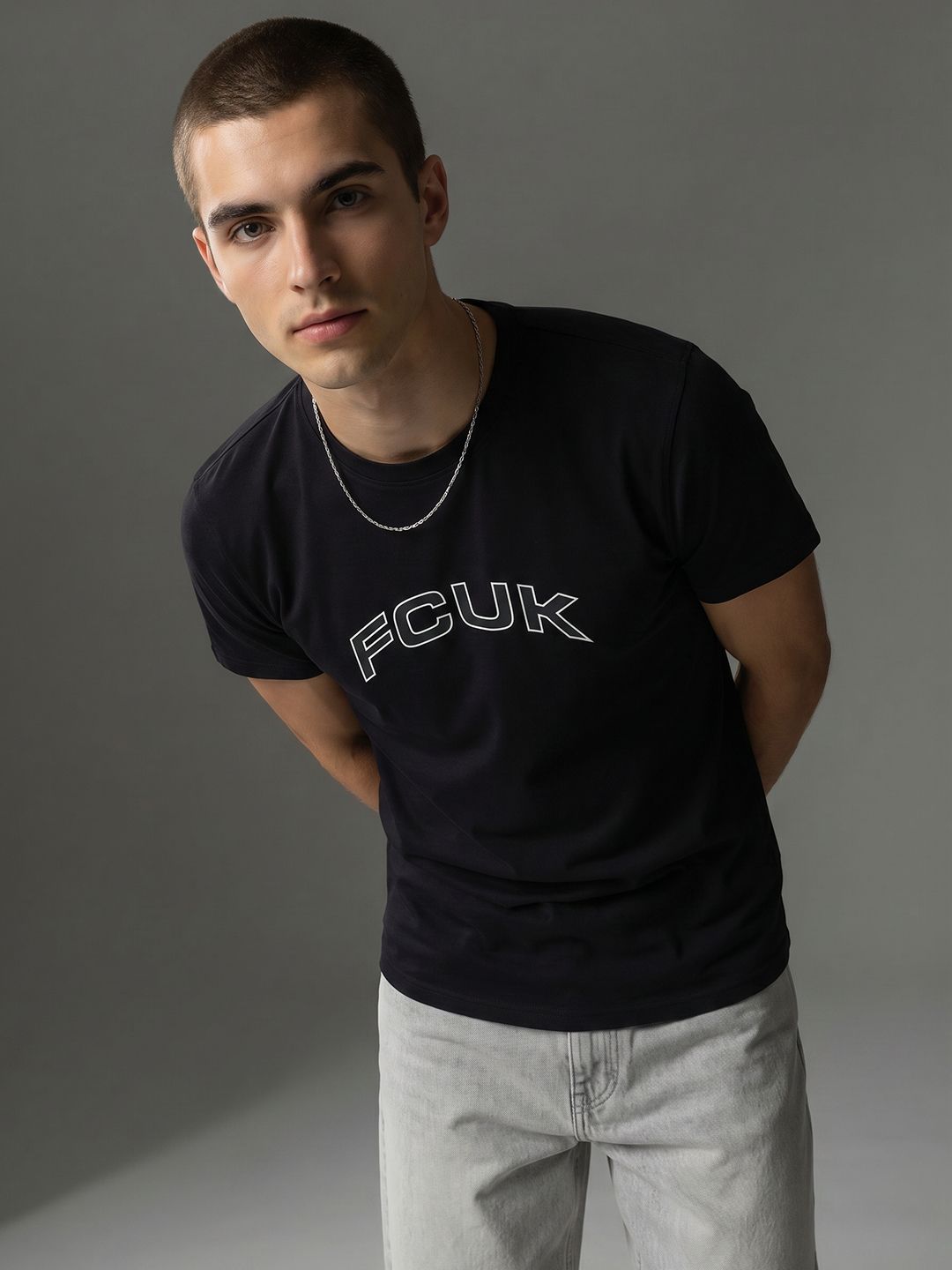 FCUK Brand Logo Printed Pure Cotton T-shirt