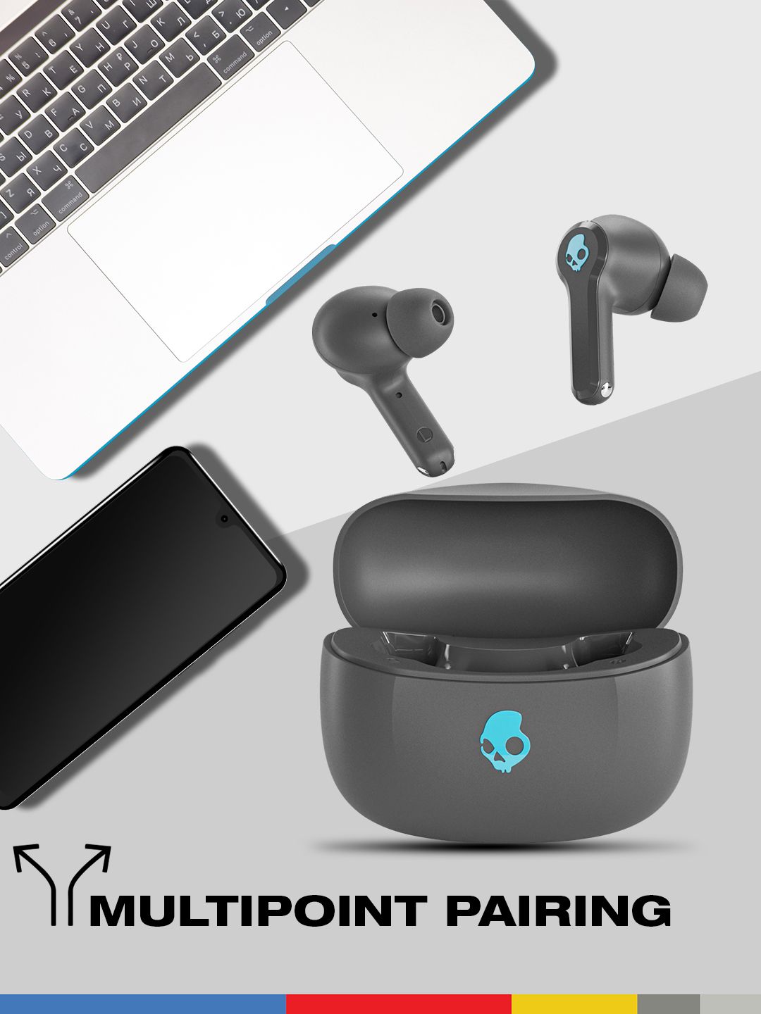 Skullcandy InkD In-Ear Water Resistant True Wireless Bluetooth Earbuds with Quad Mic