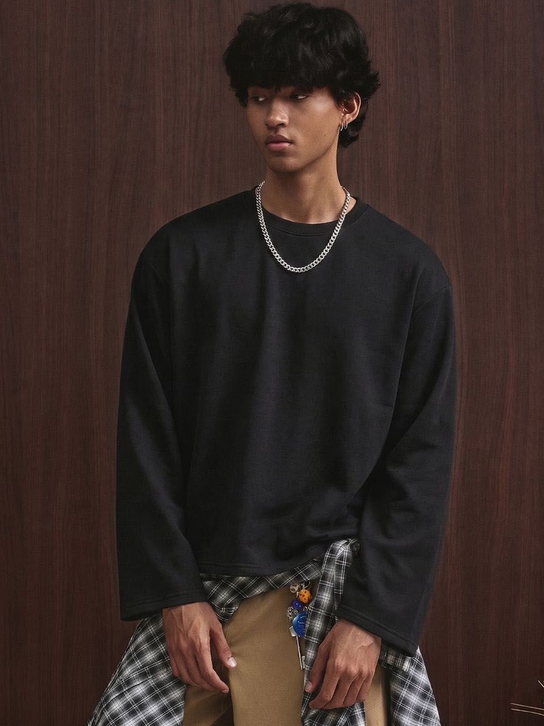 Cloth N code Men Solid Baggy Fit Full Sleeve T-Shirt