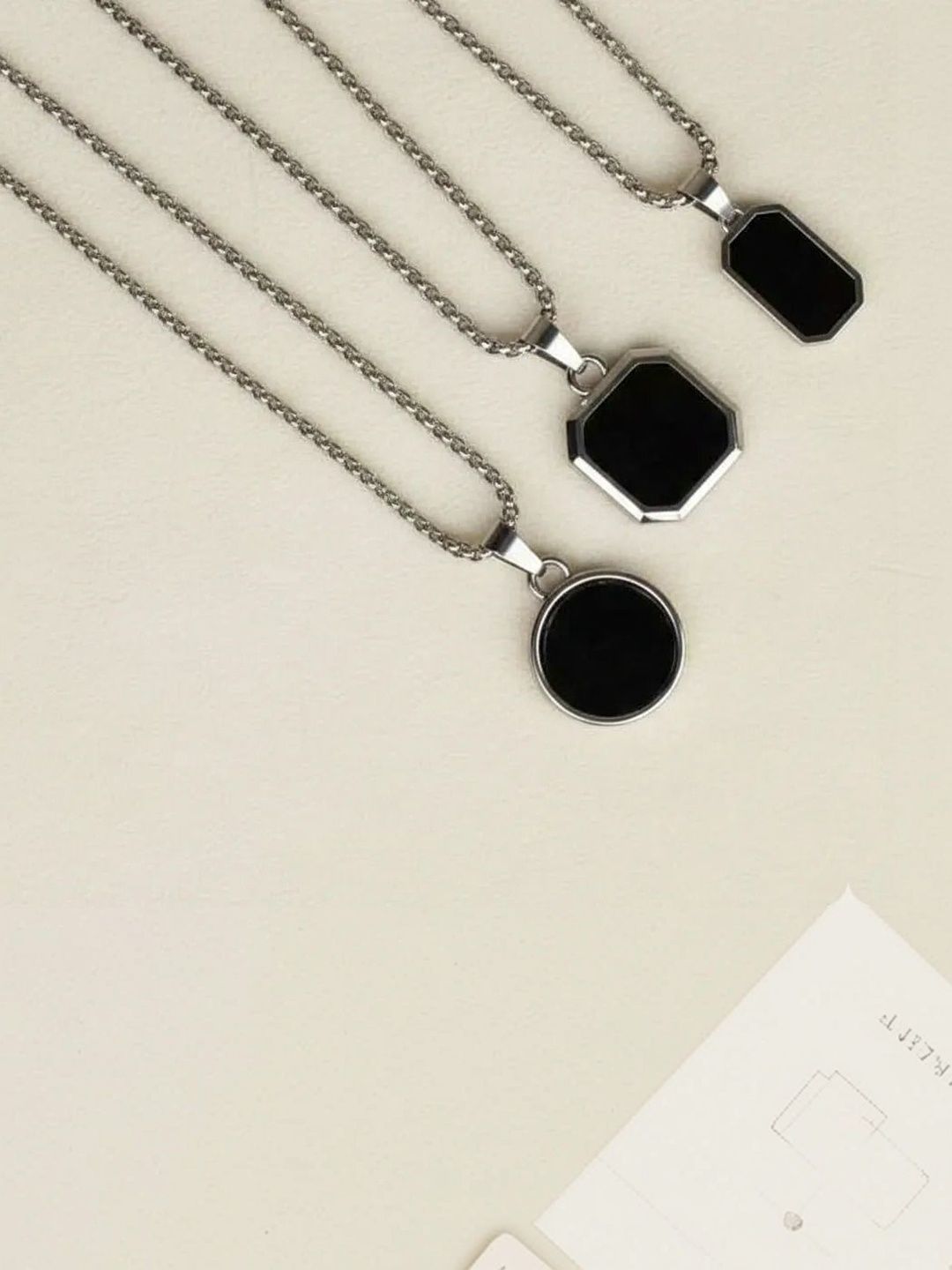 House of AS Set Of 3 Geometric Pendants With Chains