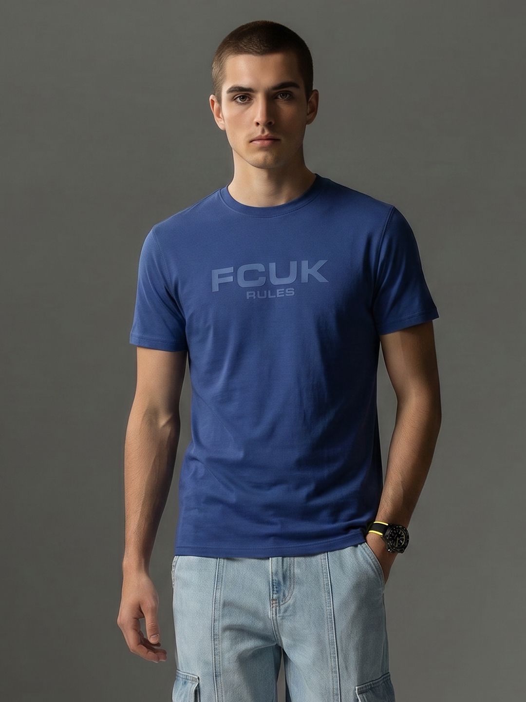 FCUK Brand Logo Printed Pure Cotton T-shirt