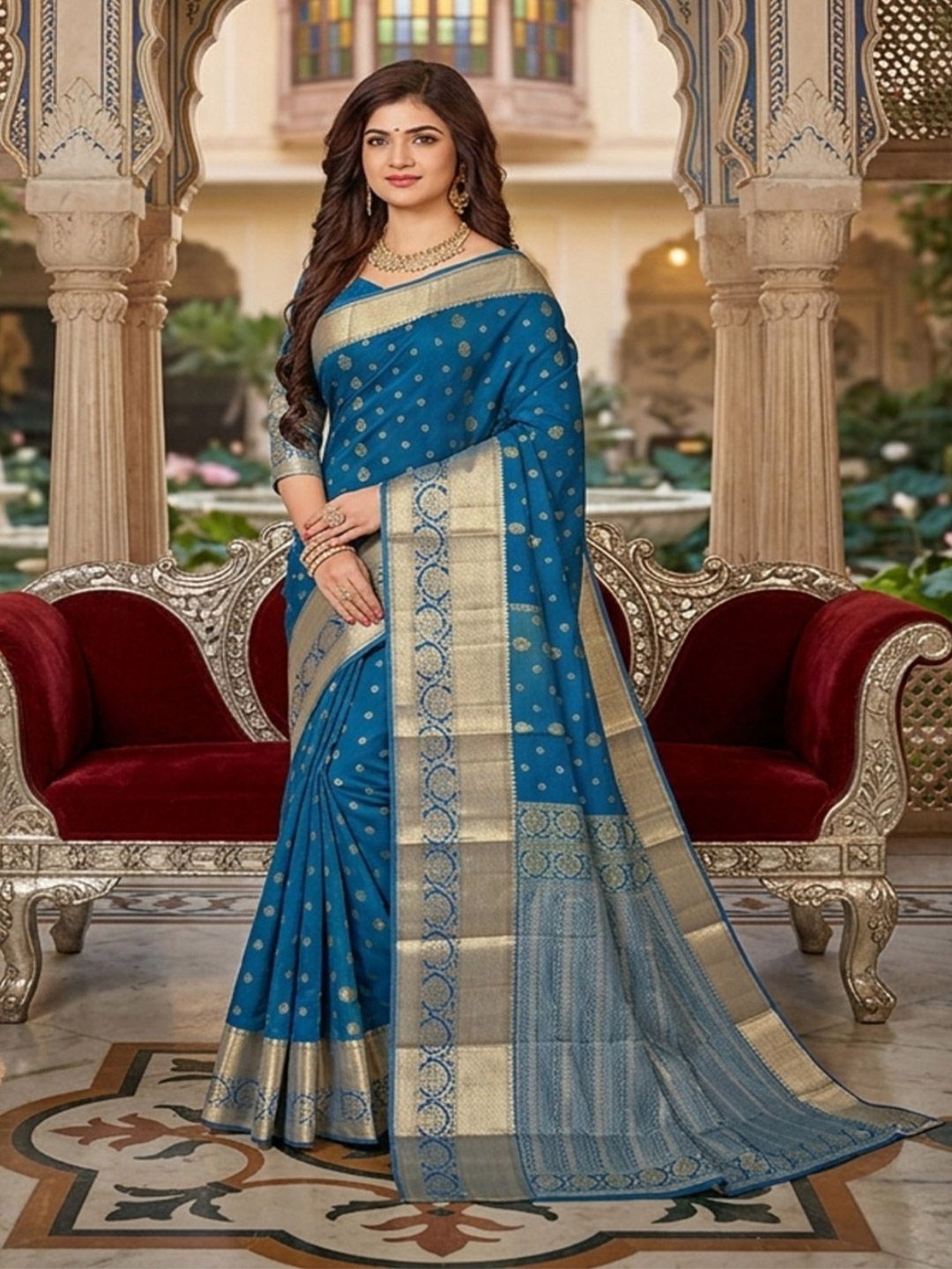Naarii n Sari Naarii n Sari Embroidered Art Silk Kanjeevaram Saree