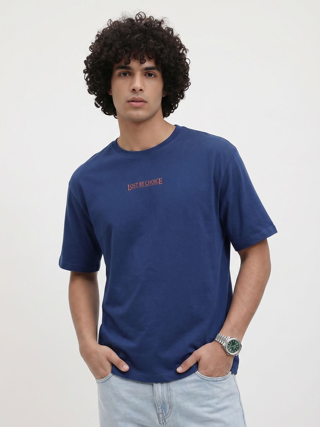 The Roadster Life Co.Drop-Shoulder Sleeves Pure Cotton T-shirt