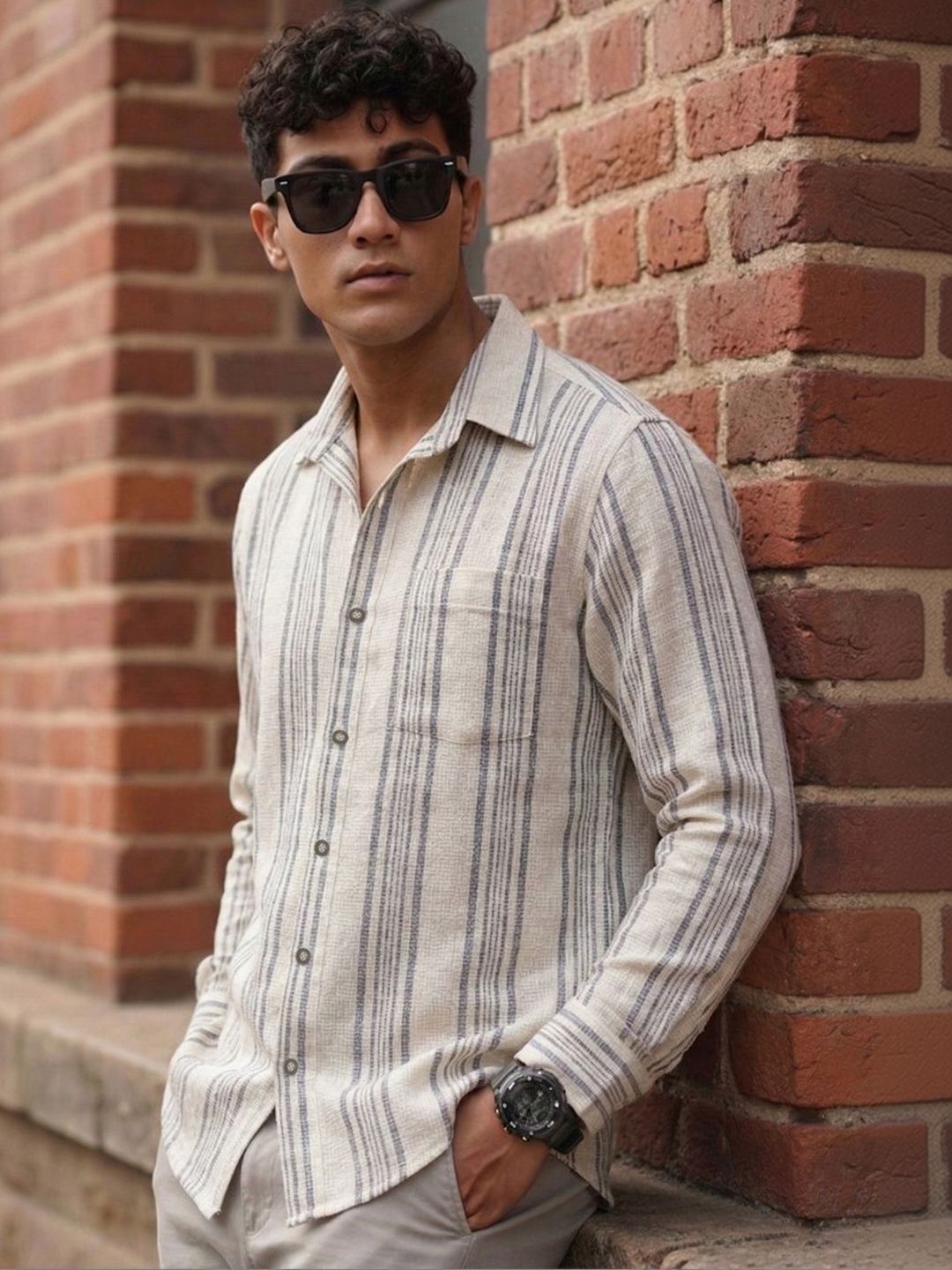 SZN Men Striped Casual Shirt