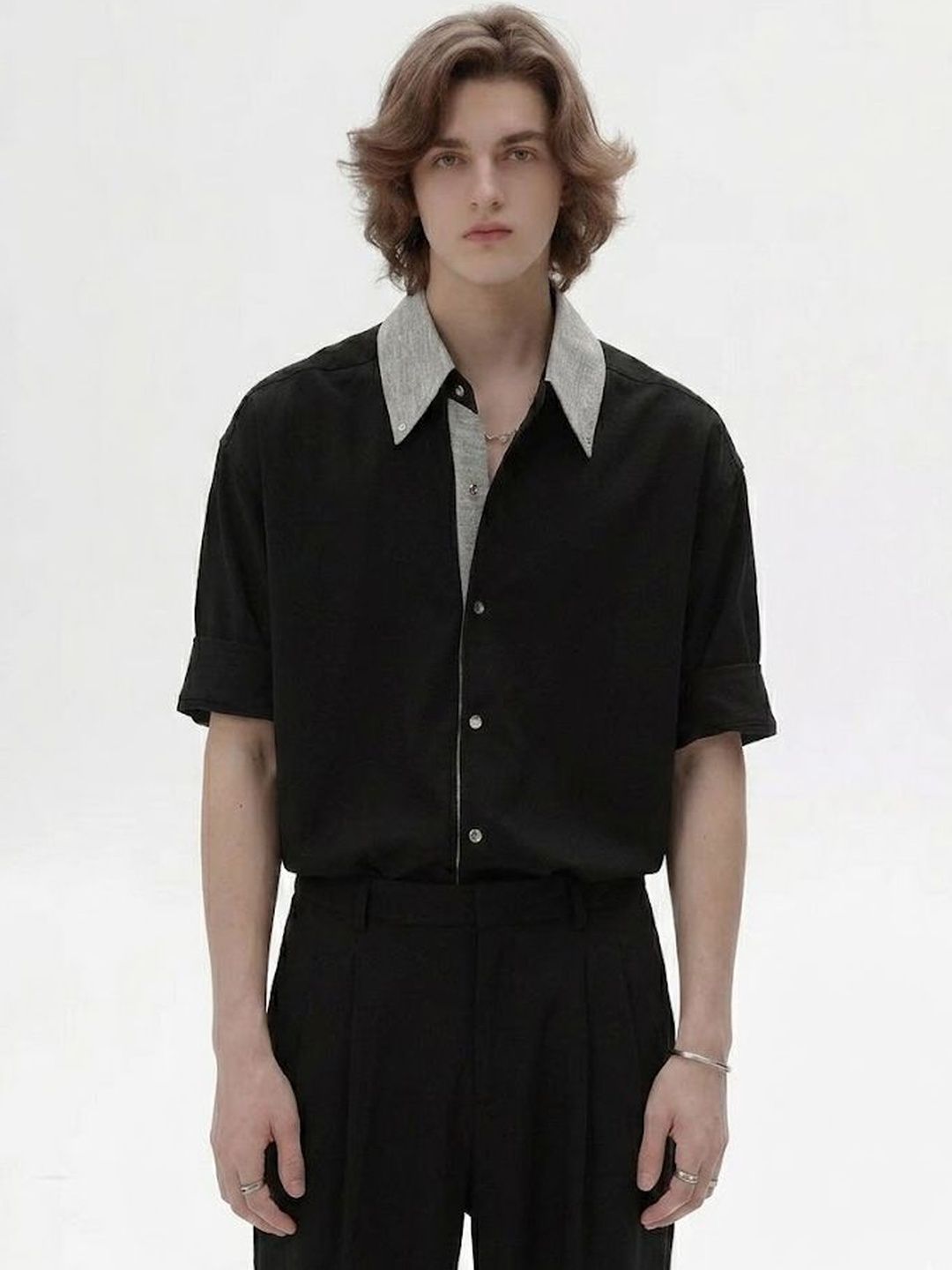 StyleCast x Revolte Black Solid Regular Fit Casual Shirt