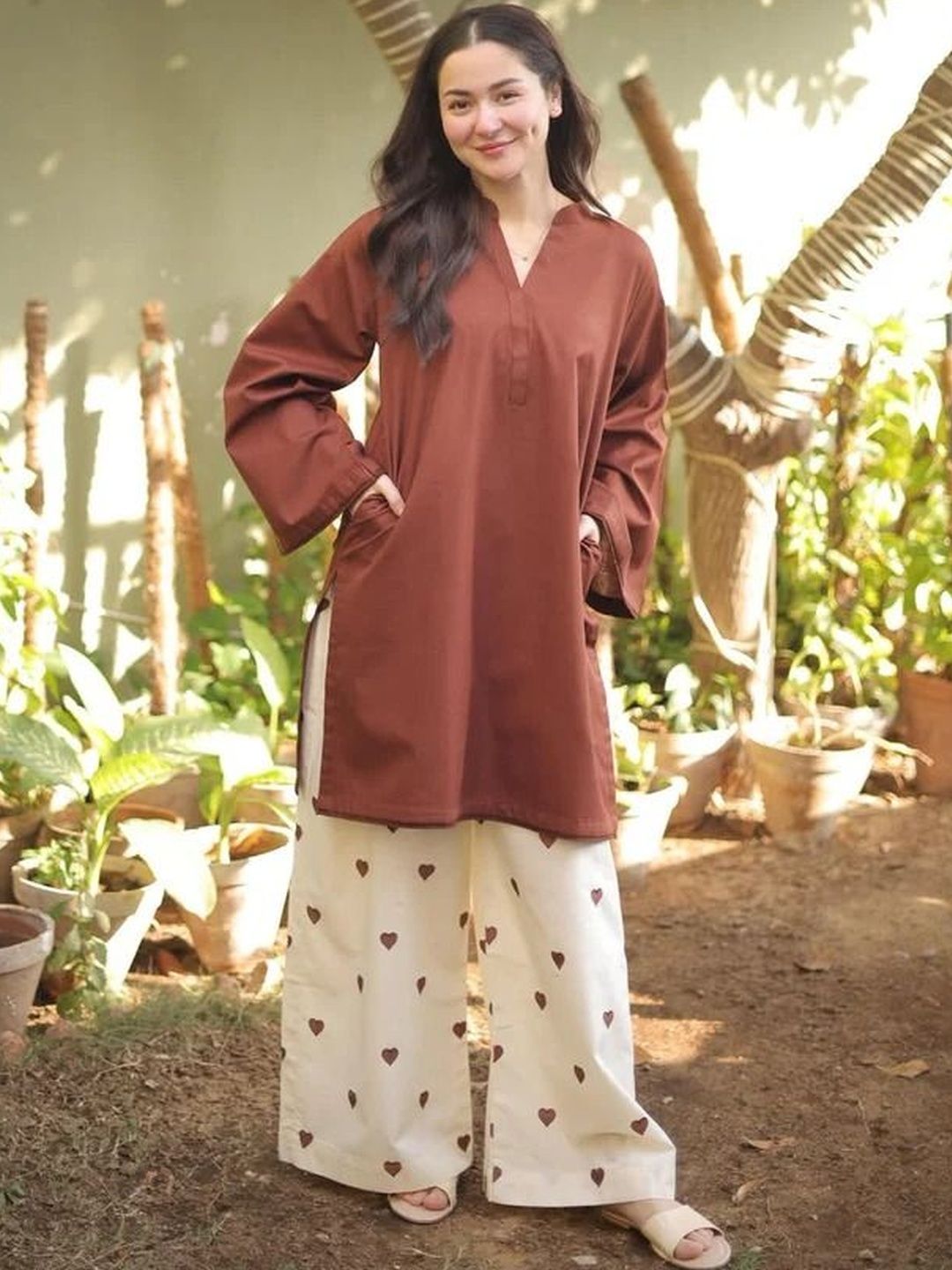 VARDANIYA Viscose Rayon Tunic with Palazzos