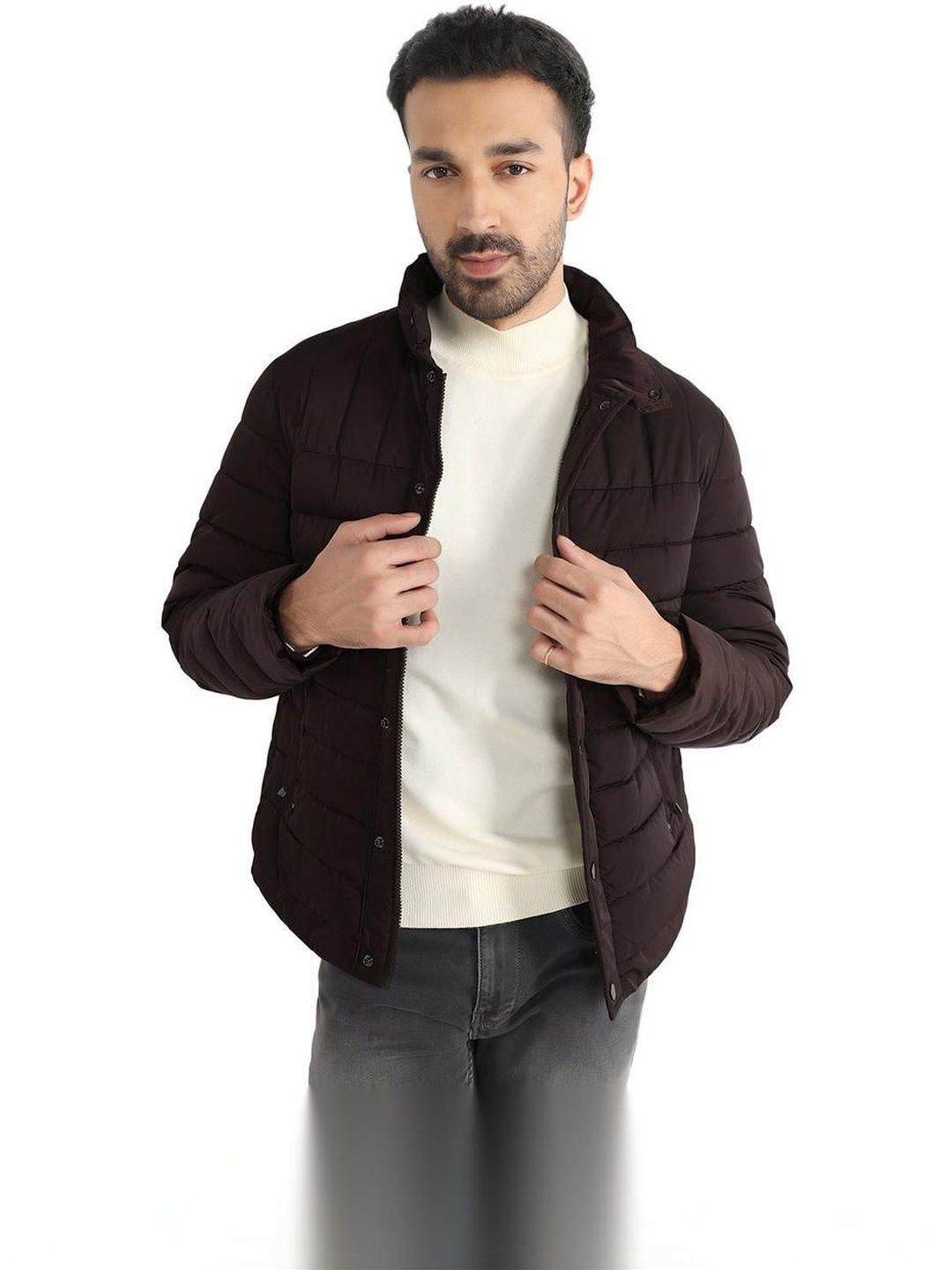 Blackberrys Men Stand Collar Lightweight Puffer Jacket